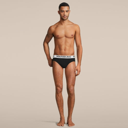 Men's Classic Black Brief Underwear - Comfortable Cotton Blend (Size XL)