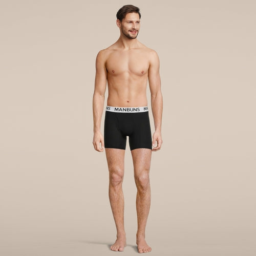 Men's Classic Black Boxer Brief Underwear - Comfortable Cotton Blend