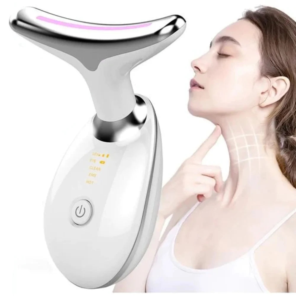 7 Color LED Neck Tightening Facial Device,Red Light Therapy for Face by Korean Skin Care