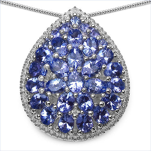 4.16 Carat Genuine Tanzanite .925 Sterling Silver Pendant DestGlow