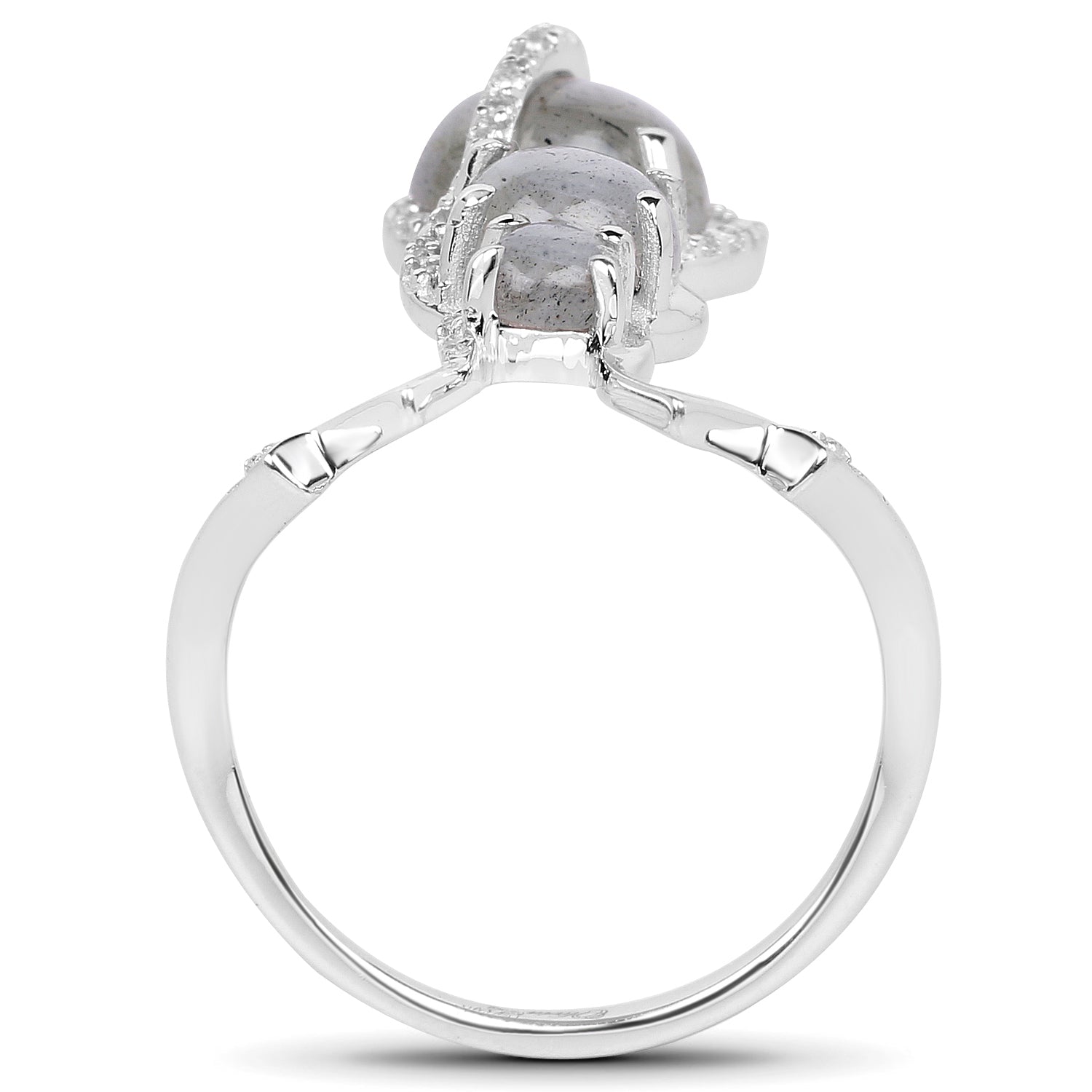 2.79 Carat Genuine Labradorite And White Topaz .925 Sterling Silver Ring by Bids.com