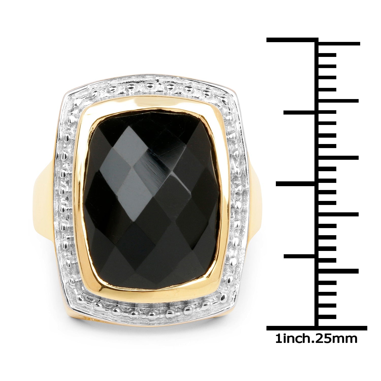 14K Yellow Gold Plated 11.00 Carat Genuine Black Onyx .925 Sterling Silver Ring by Bids.com