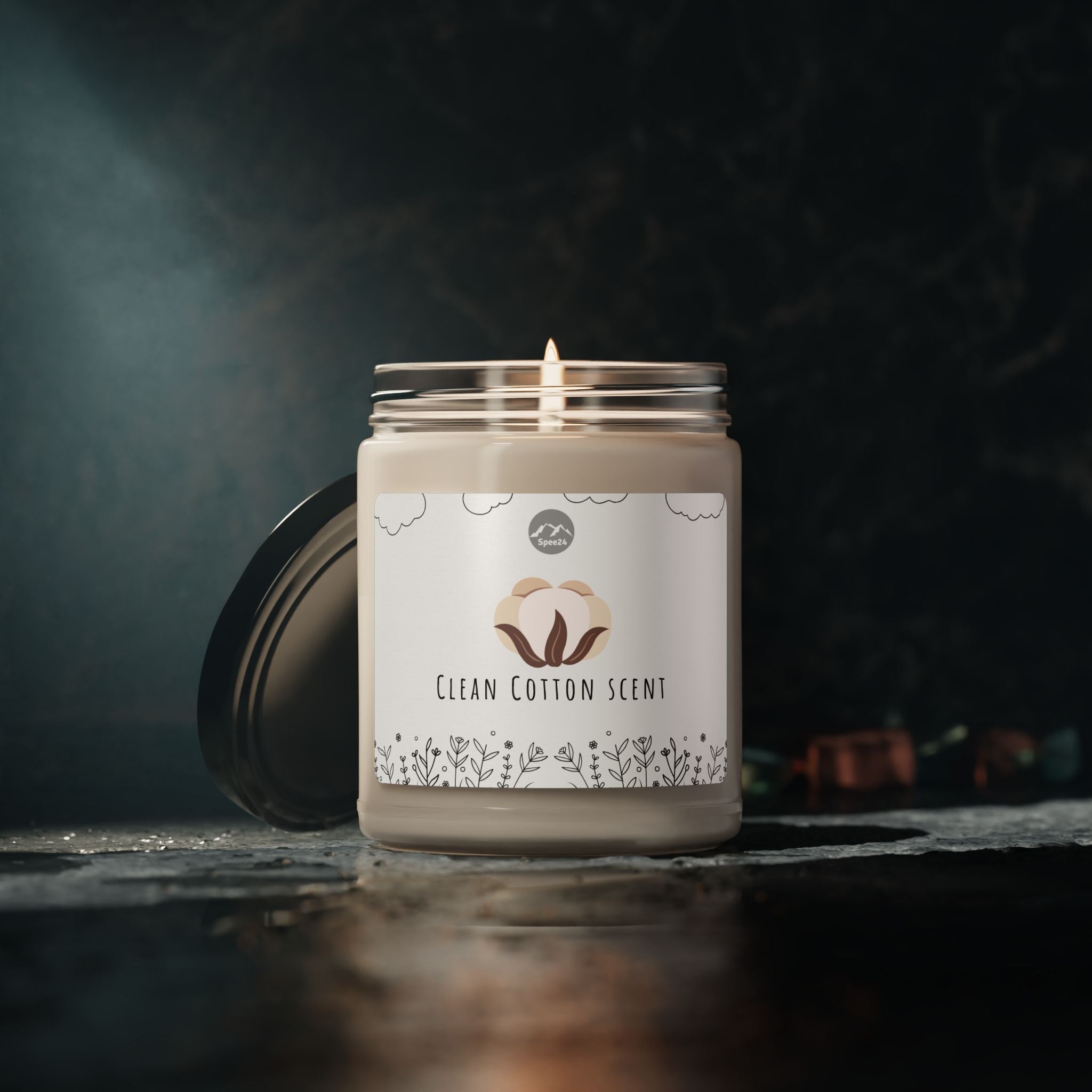 Clean Cotton Scented Soy Candle, Aromatherapy Candle, Home Decor Gift, Eco-Friendly Candle, Relaxation Candle, Candle for Stress Relief-- 9oz by Spee24, LLC