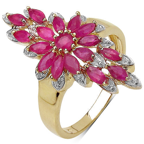 14K Yellow Gold Plated 2.04 Carat Genuine Ruby .925 Sterling Silver Ring by Bids.com