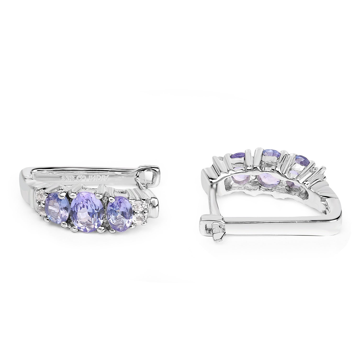 1.52 Carat Genuine Tanzanite and White Topaz .925 Sterling Silver Earrings DestGlow