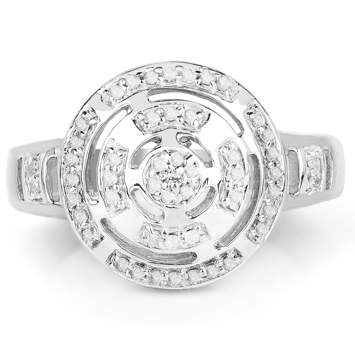 14K Yellow Gold Plated 0.21 Carat Genuine White Diamond .925 Sterling Silver Ring by Bids.com
