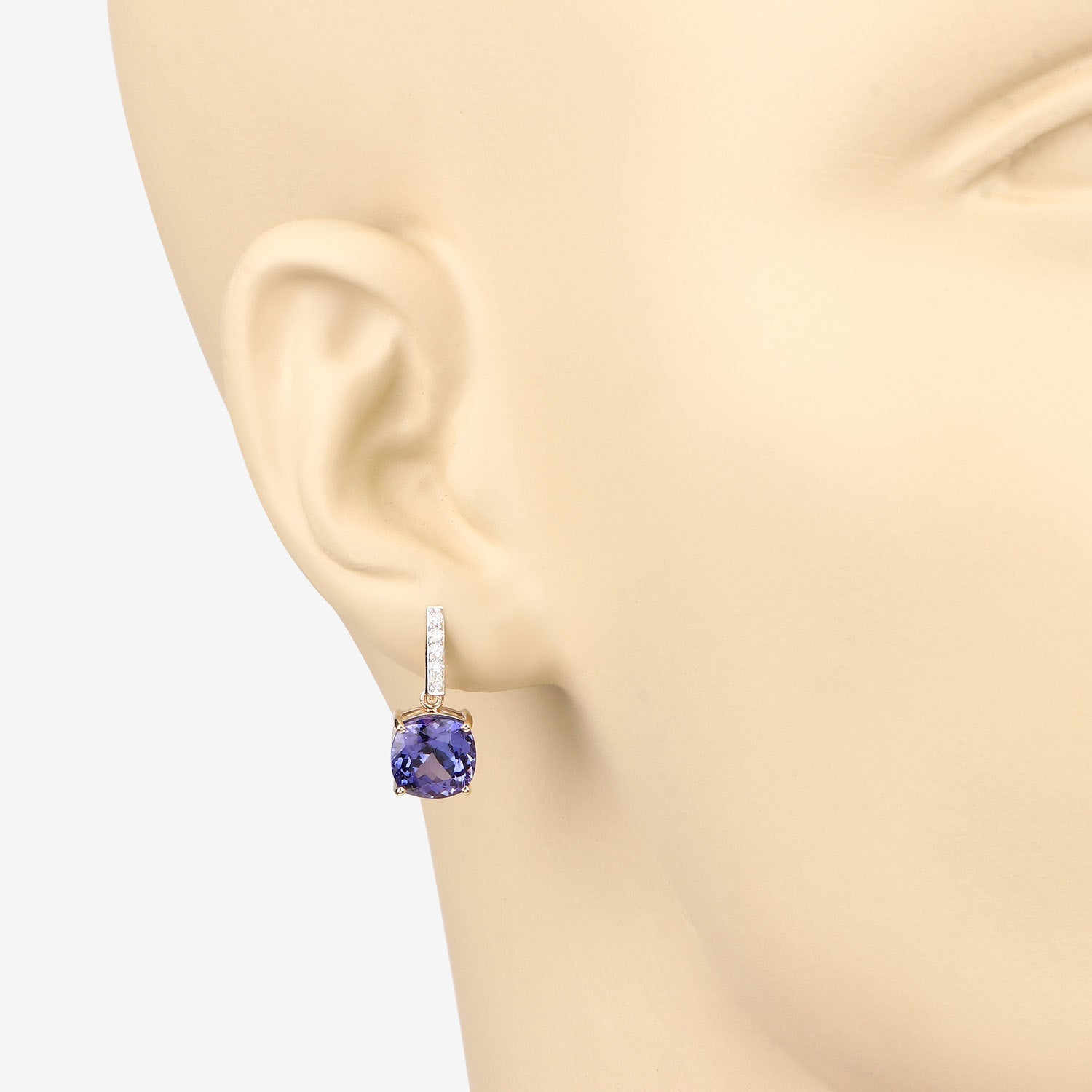 5.64 Carat Genuine Tanzanite and White Diamond 14K Yellow Gold Earrings by Bids.com