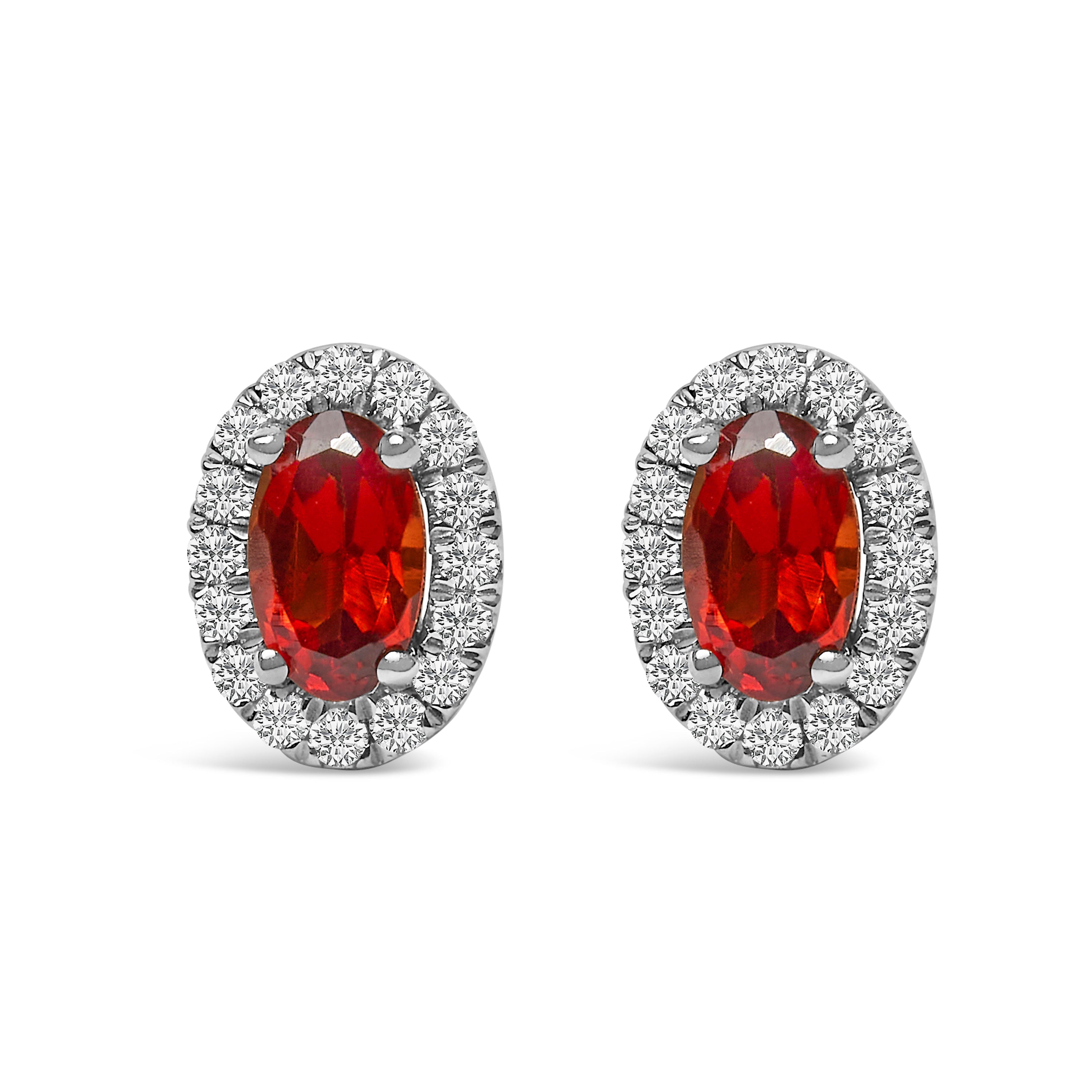 10K White Gold 5x3 MM Oval Purple Amethyst and Diamond Halo Stud Earrings (I-J Color, I1-I2 Clarity) by Bids.com