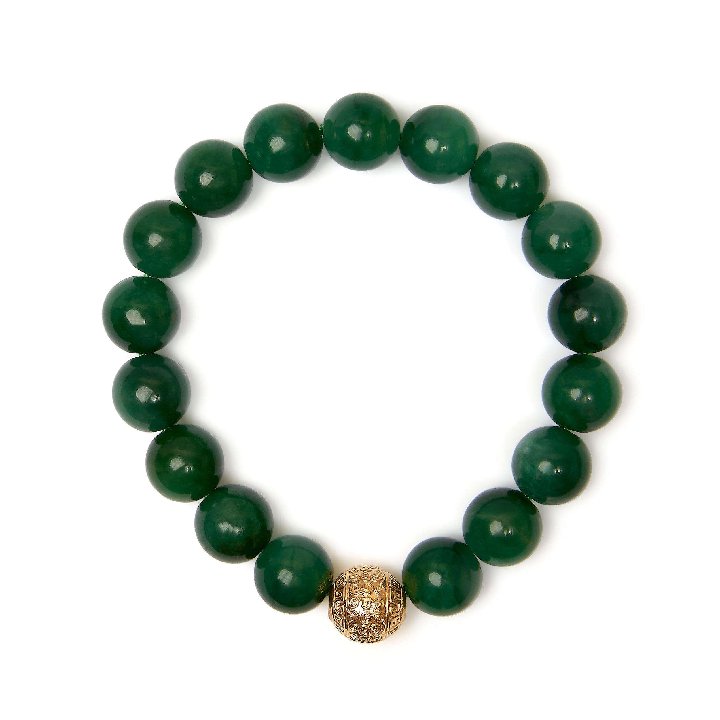 18K Yellow Gold Aventurine Beaded Charm Bracelet DestGlow