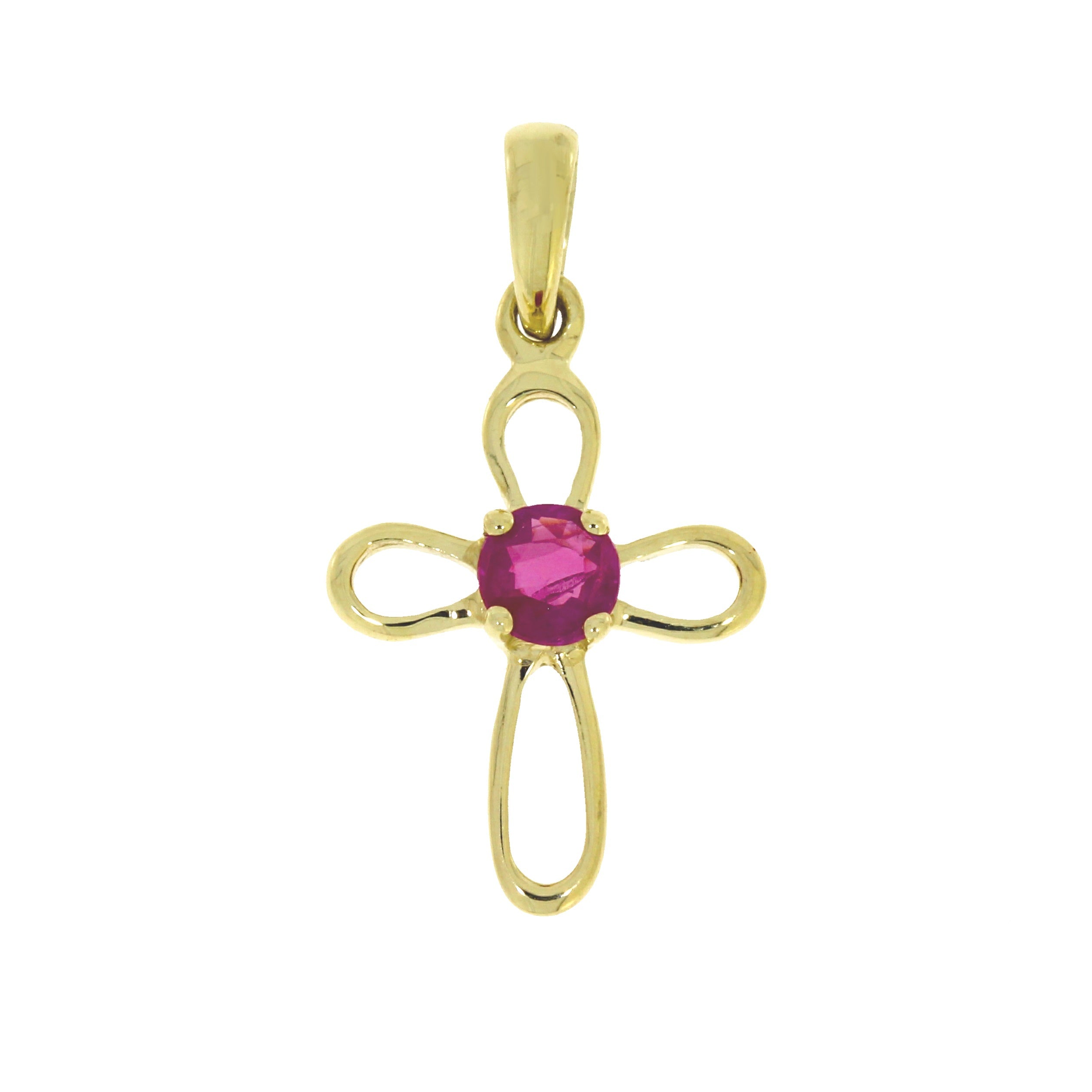 .18ct Ruby Cross Religious Pendant 10KT Yellow Gold by Bids.com