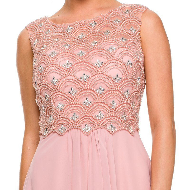 CLEARANCE - Juliet 590 Floor Length Chiffon Formal Gown Cap Sleeve (Size 2XL) by DiscountDressShop