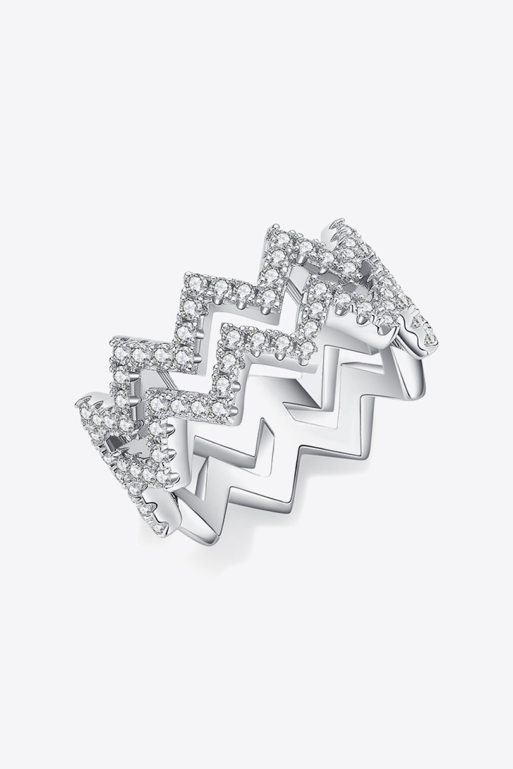 Adored Sparkala™ Zigzag Stacking Rings (Platinum Over Pure Sterling Silver) - DestGlow