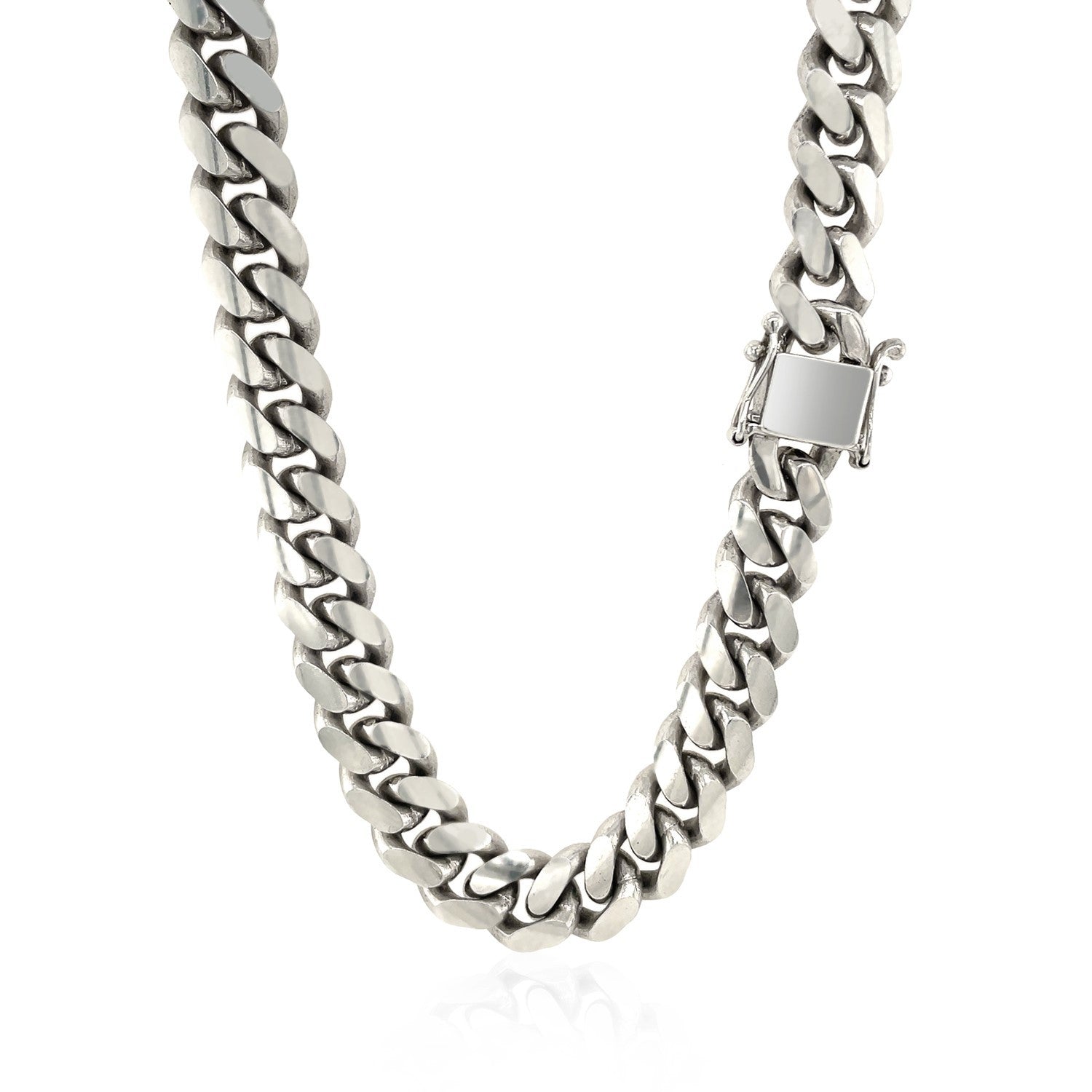 Sterling Silver Rhodium Plated Miami Cuban Chain 9.8mm by Bids.com