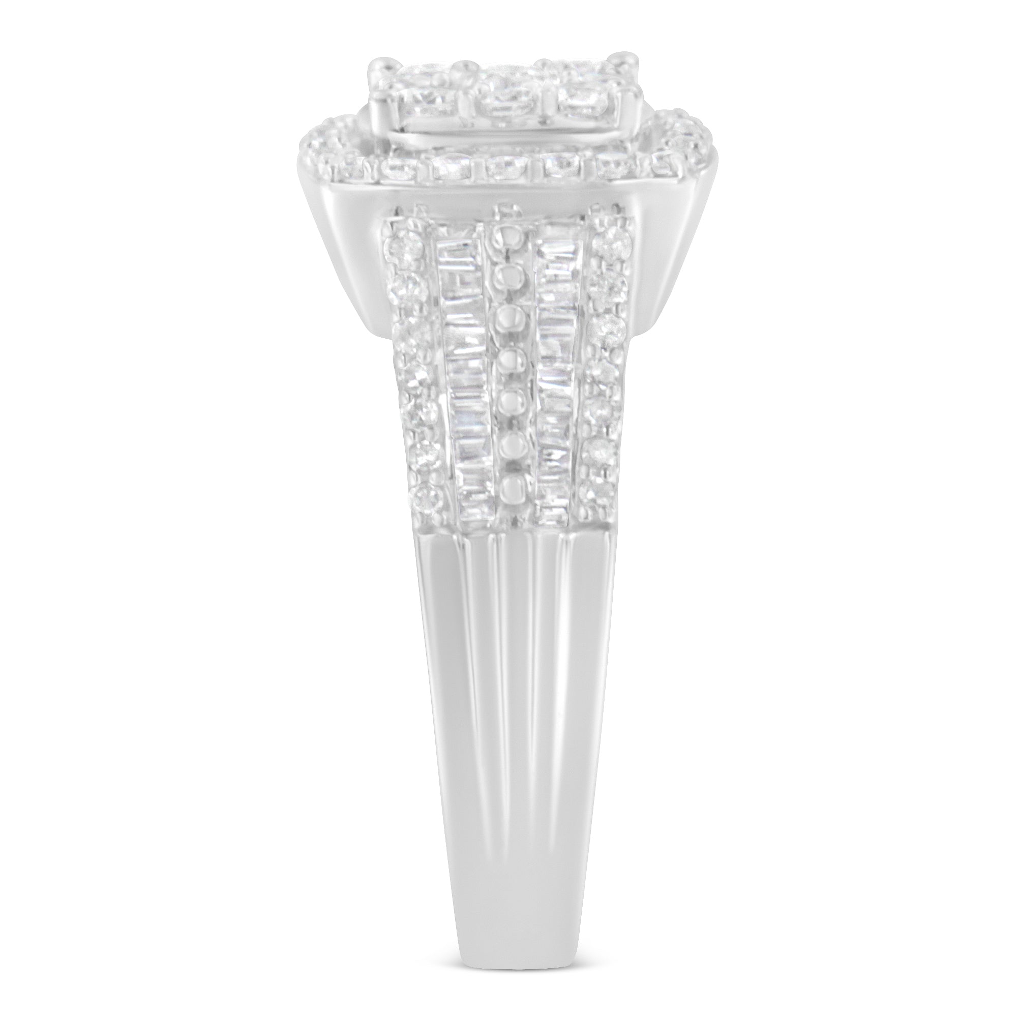 10K White Gold Diamond Cluster Ring (1 Cttw, H-I Color, I1-I2 Clarity) - Size 6-3/4 by Bids.com