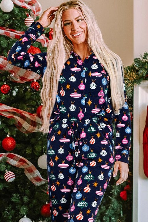 Women's Christmas Pajama Set - Holiday Print Long Sleeve Shirt & Pants