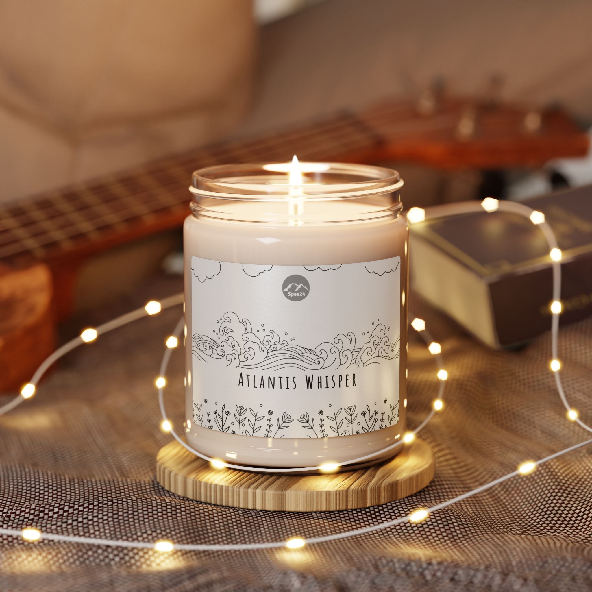 Atlantis Whisper Scented Soy Candle, Relaxing Home Decor, Gift for Her, Aromatherapy Candle, Eco-Friendly Candle -- 9oz by Spee24, LLC