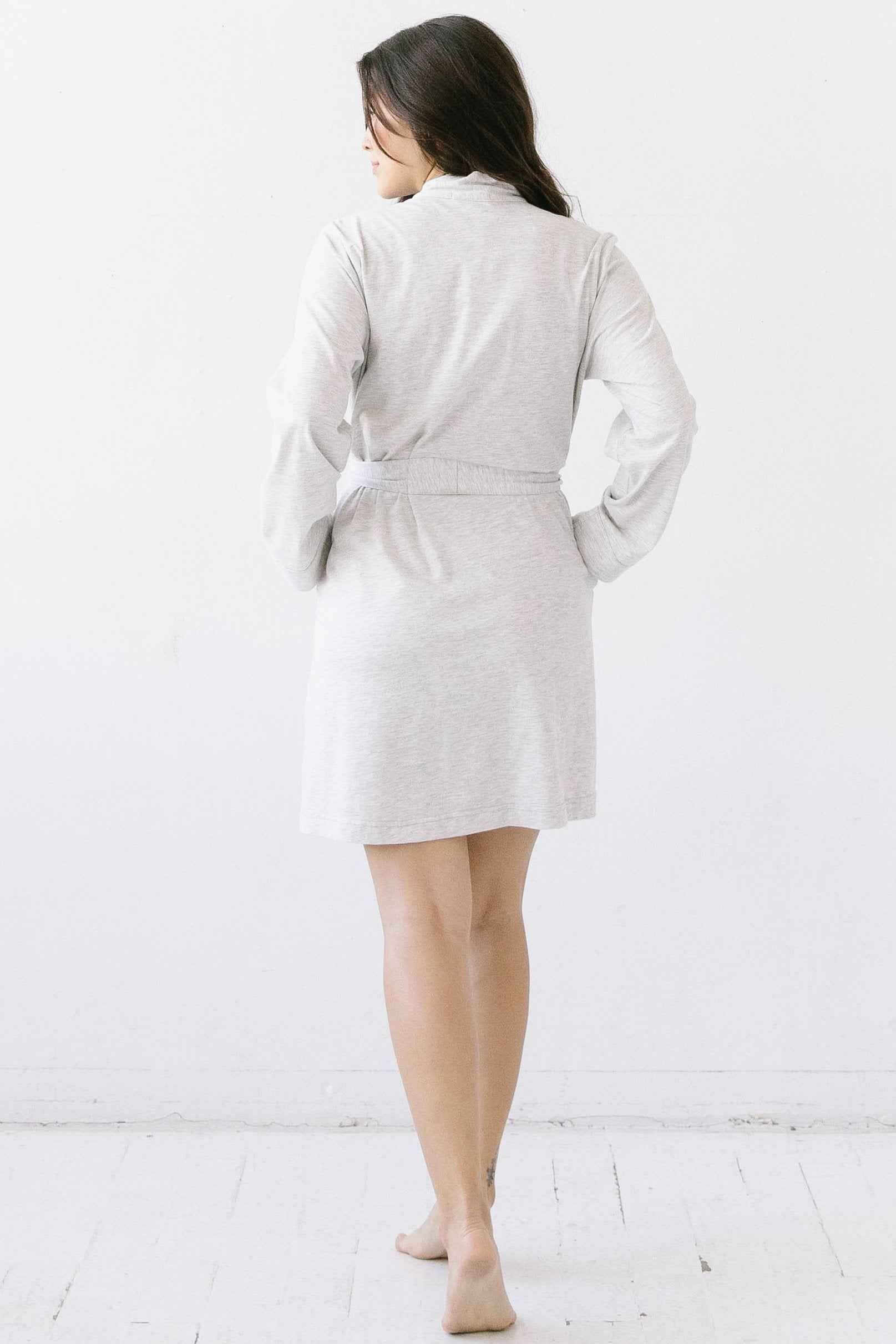Short Travel Robe in Pima Cotton
