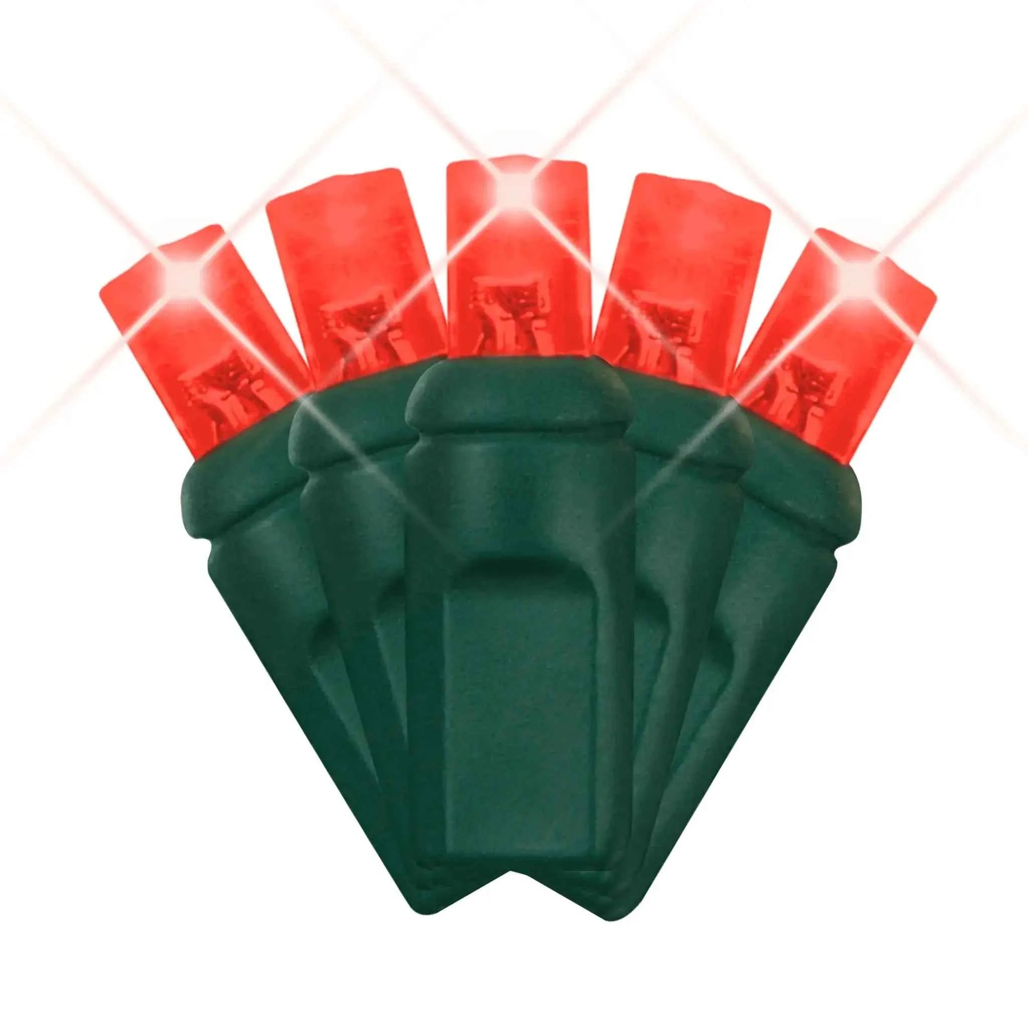 LED Mini Lights 5MM Red Twinkle Green Wire 6" Spacing