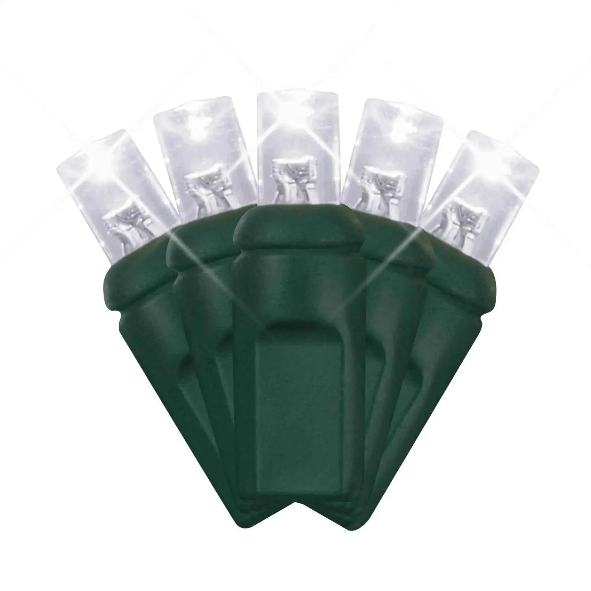 LED Mini Lights 5MM Cool White Twinkle Green Wire 6" Spacing