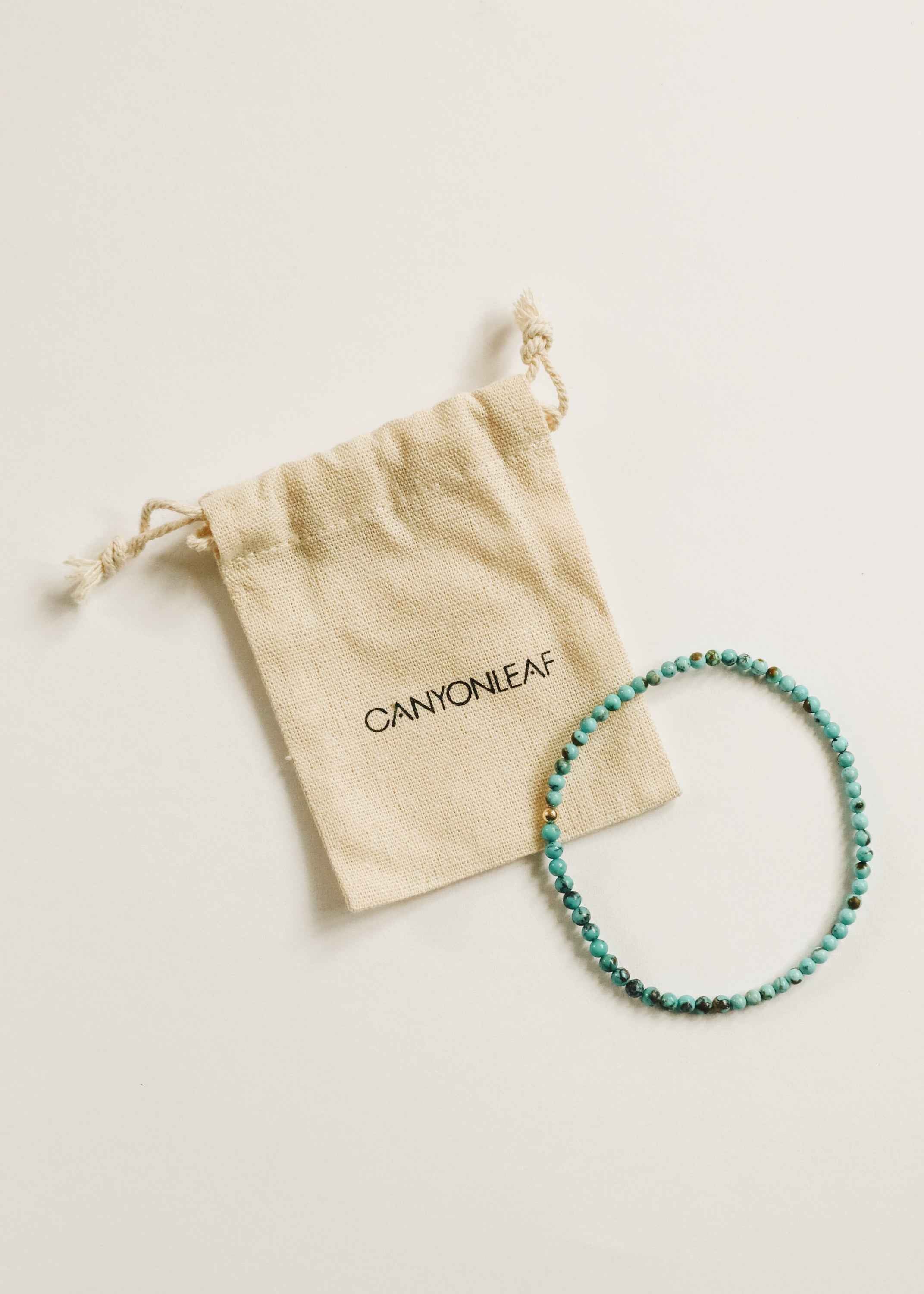 Natural Turquoise + 14K Gold Filled || Beaded Stretch Bracelet by CanyonLeaf