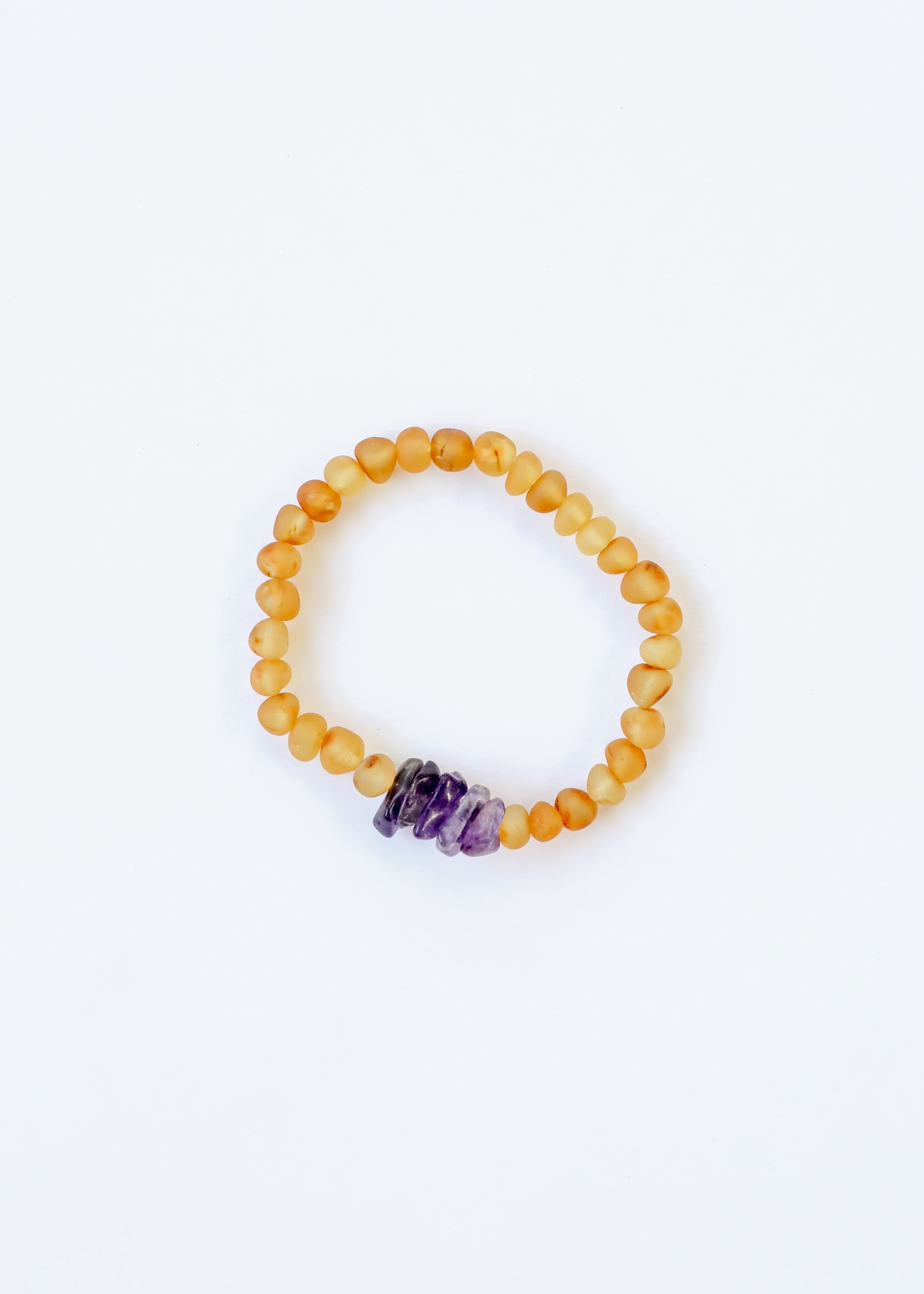 Raw Honey Baltic Amber + Raw Amethyst || Adult Bracelet by CanyonLeaf