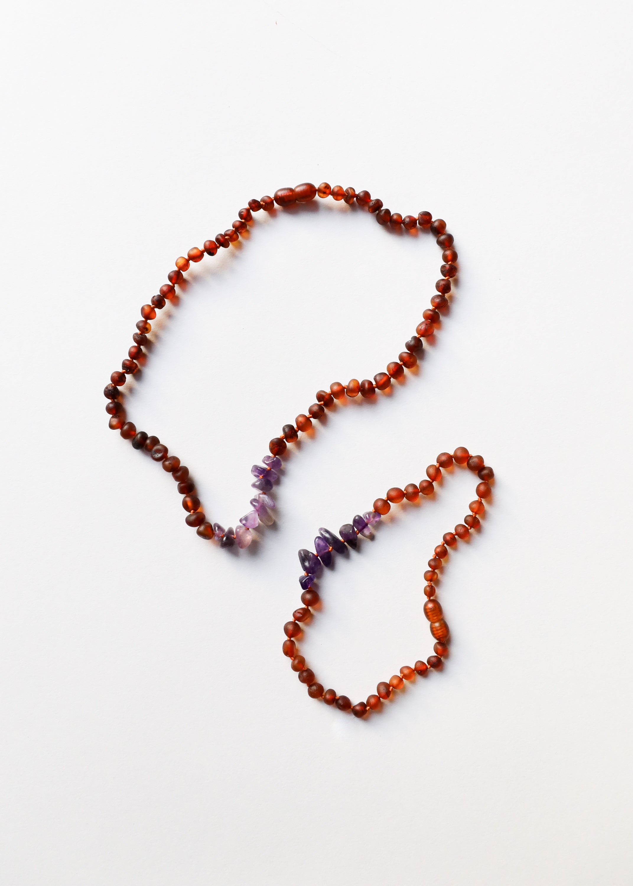 Raw Cognac Baltic Amber + Raw Amethyst || Necklace by CanyonLeaf
