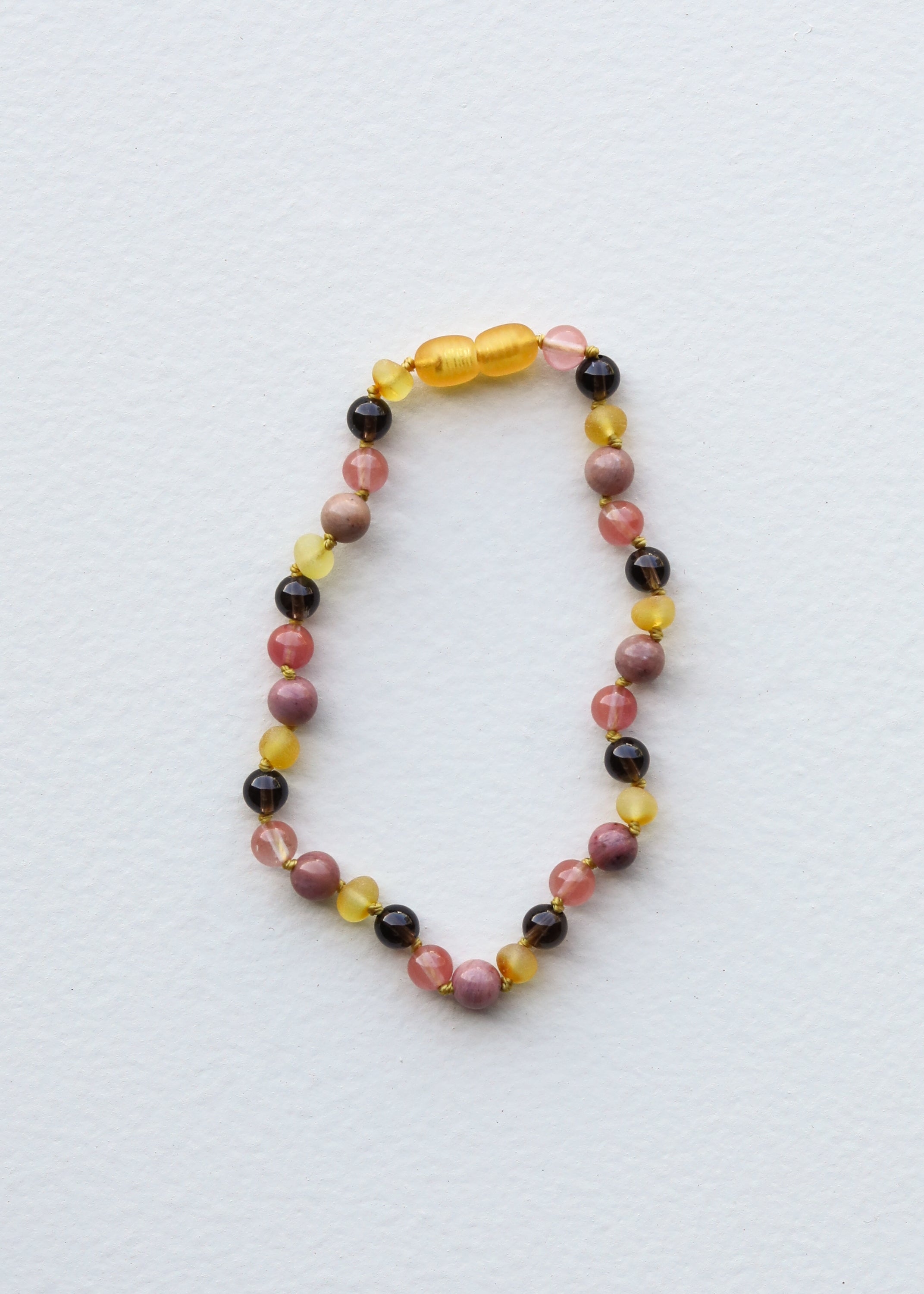 Raw Honey Baltic Amber : Smokey Quartz + Rhodonite || Necklace DestGlow
