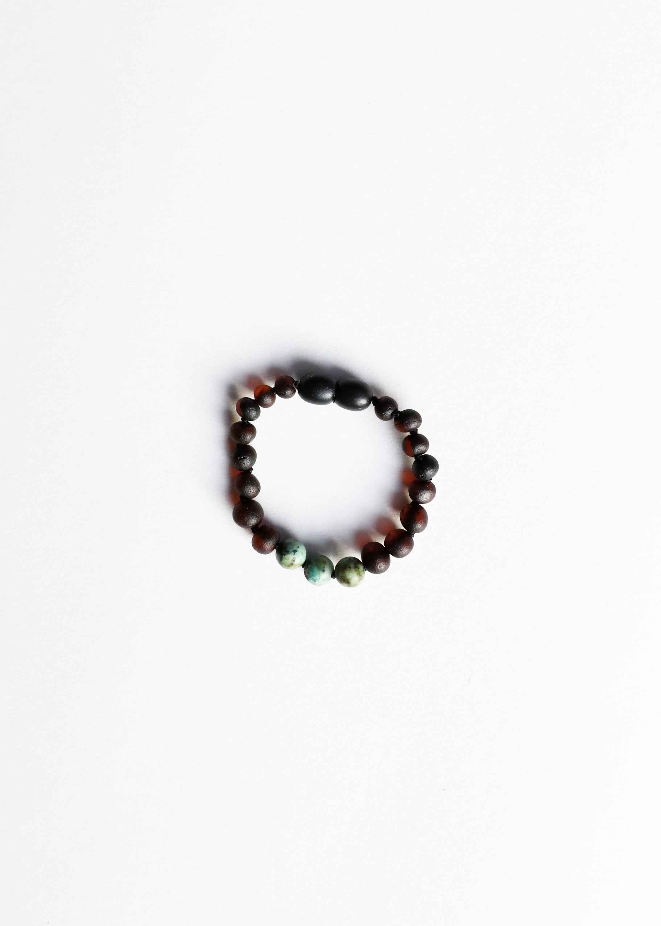 Raw Black Baltic Amber + Turquoise Jasper || Anklet or Bracelet by CanyonLeaf