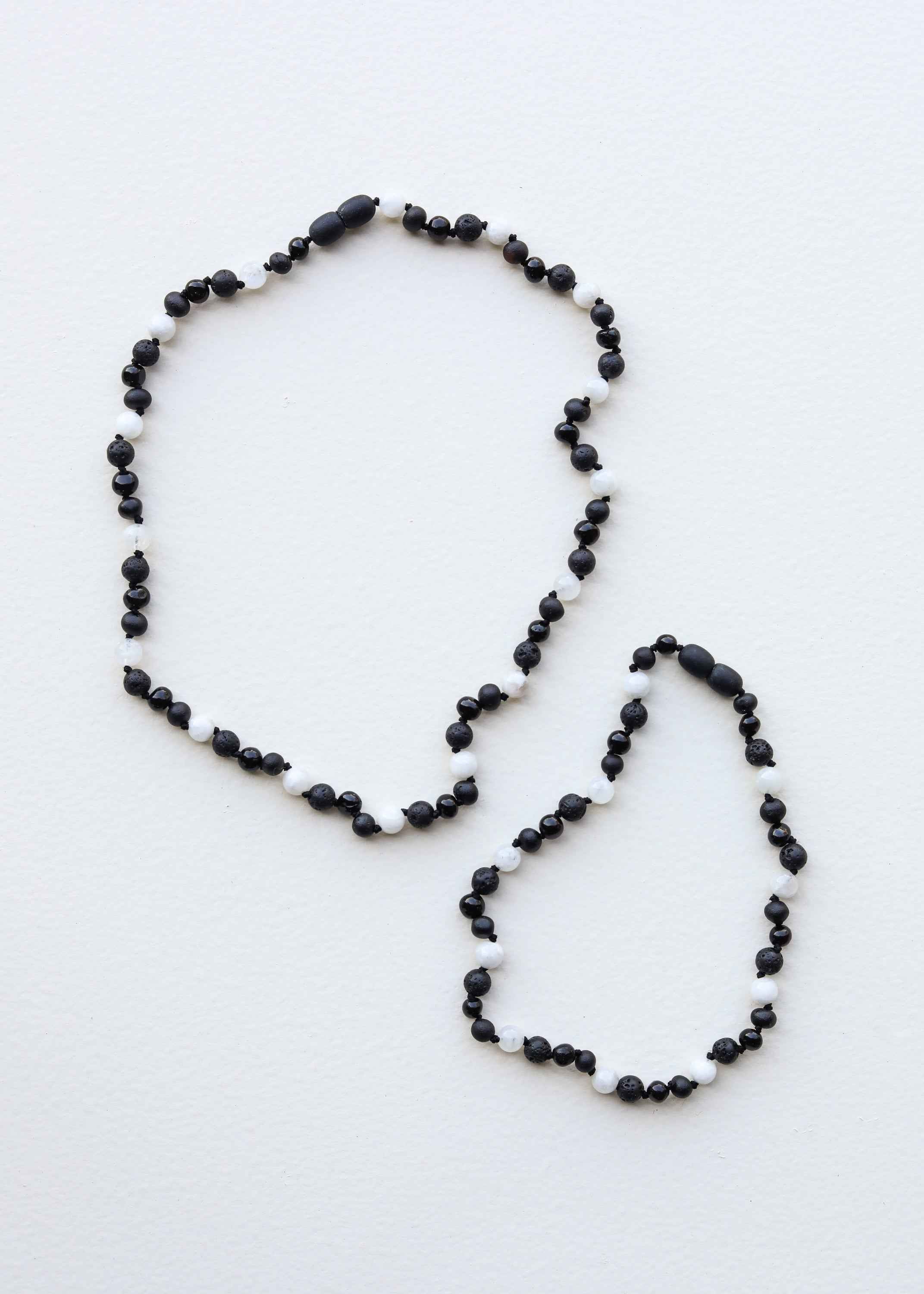 Raw Black Baltic Amber + Moonstone || Anklet or Bracelet
