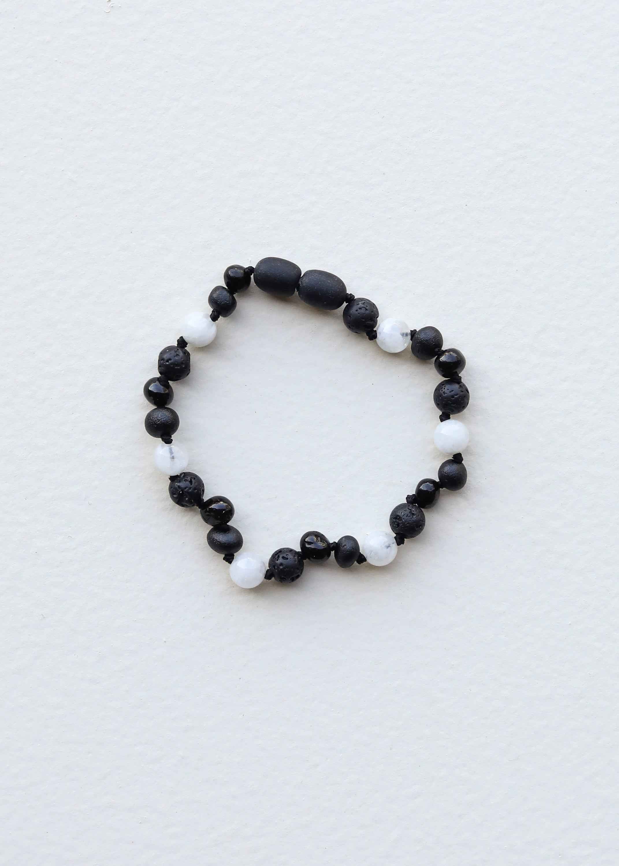 Raw Black Baltic Amber + Moonstone || Anklet or Bracelet