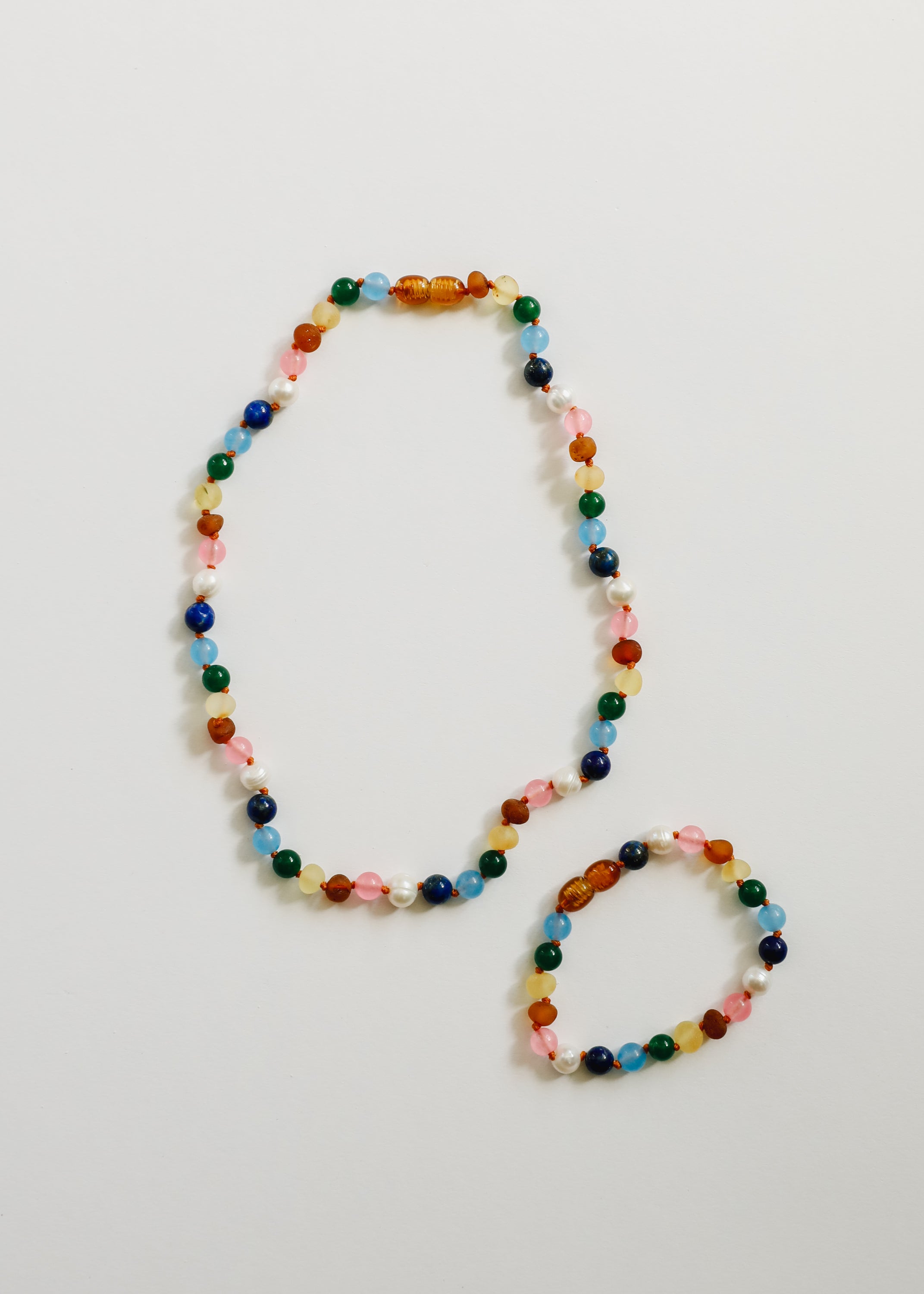 Raw Baltic Amber and Pearl Bracelet + Sweet Pink Gemstones by CanyonLeaf