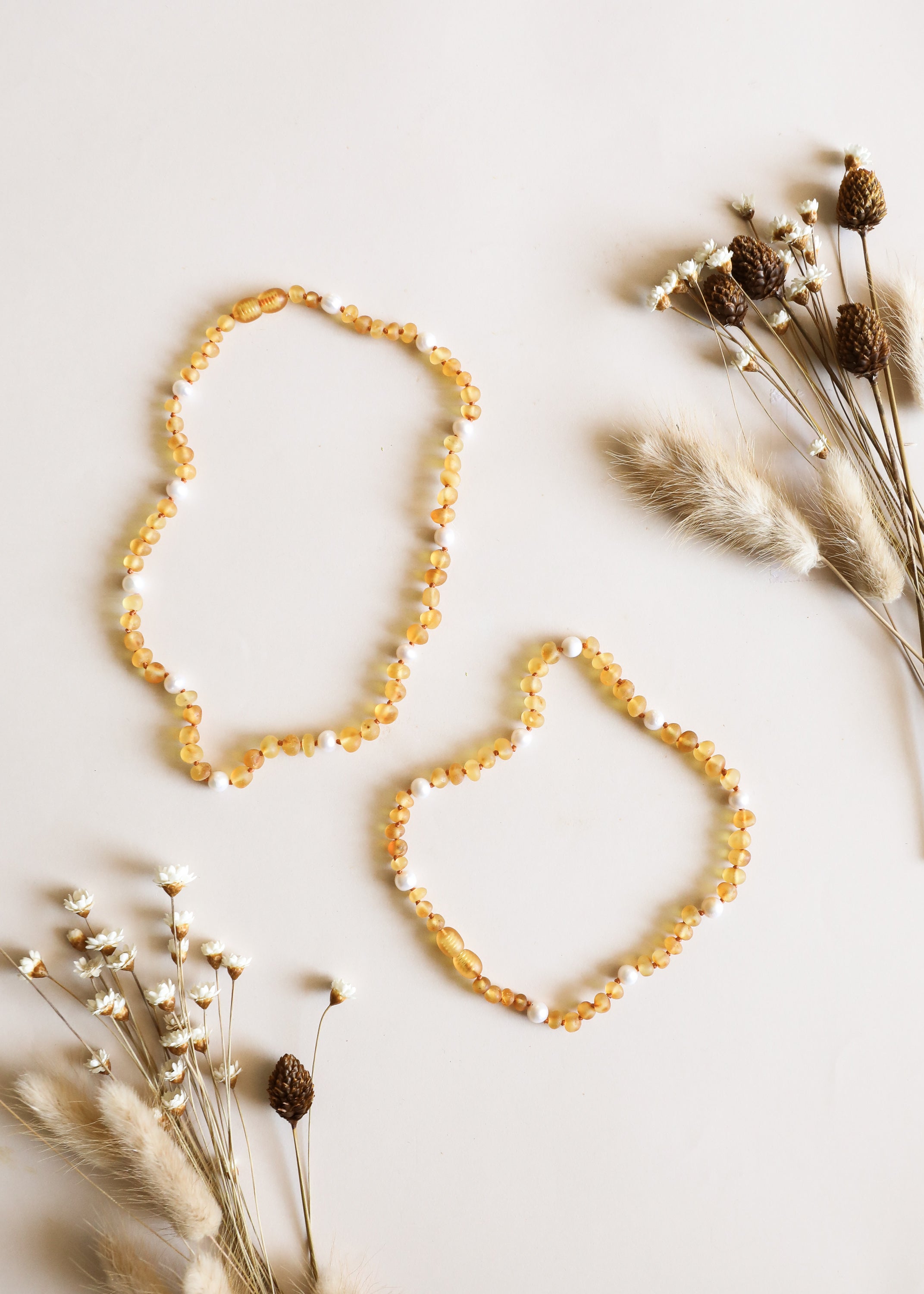 Raw Honey Baltic Amber + Pearl Halo || Necklace by CanyonLeaf