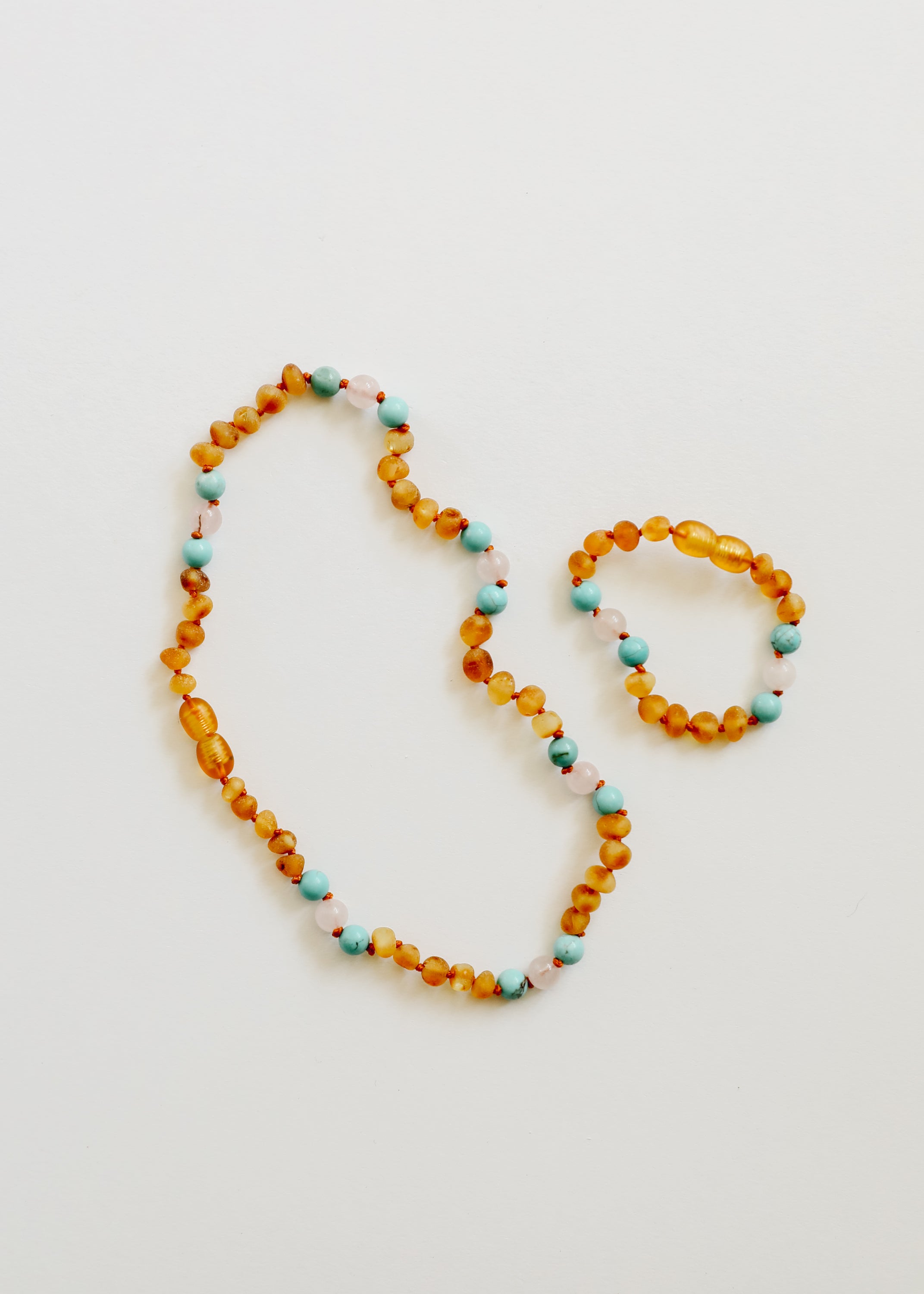 Raw Honey Baltic Amber and Natural Turquoise + Rose Quartz || Anklet or Bracelet by CanyonLeaf