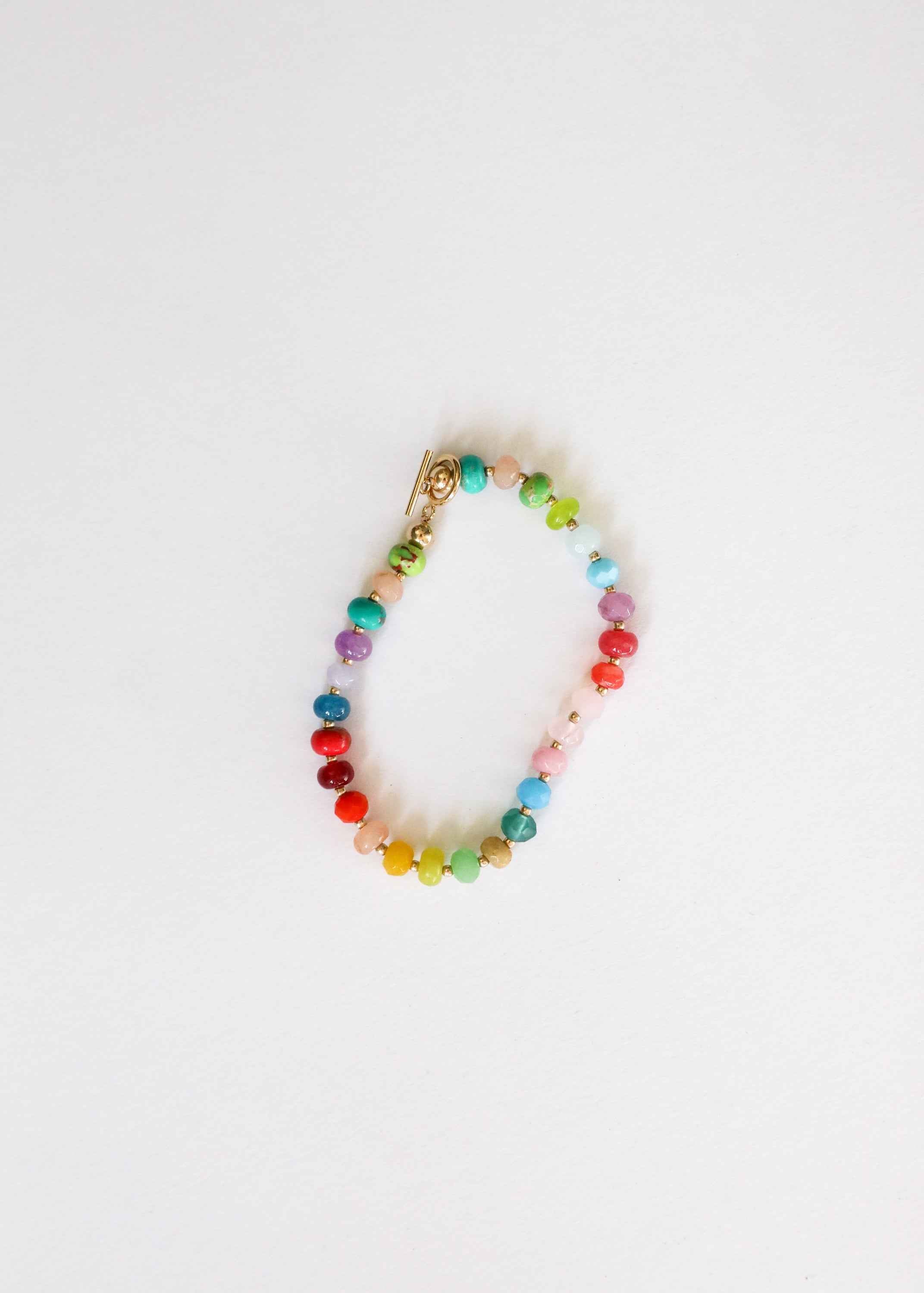 Natural Gemstone Bracelet + 14k Gold Filled Toggle : Skyline