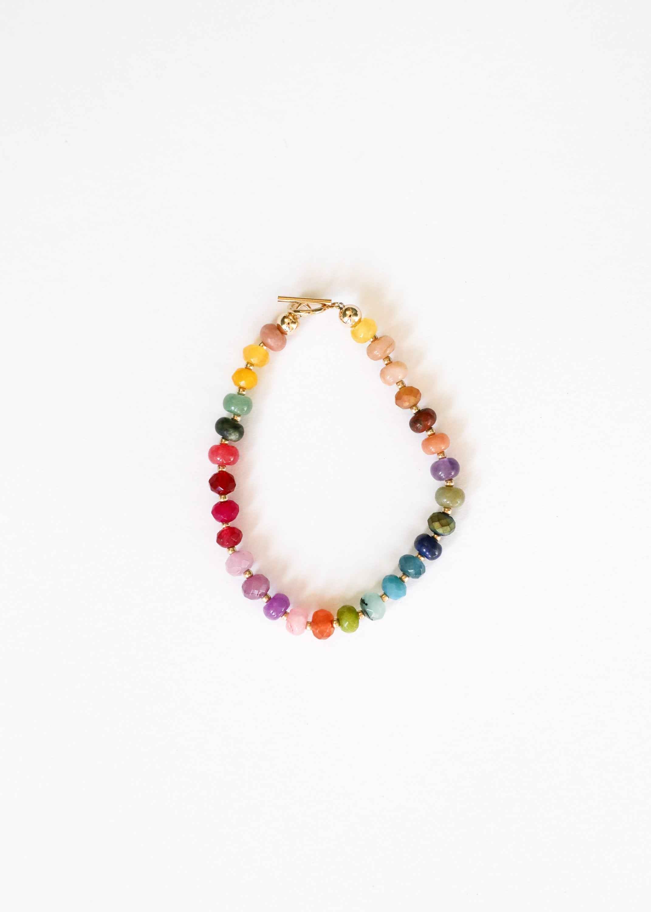 Natural Gemstone Bracelet + 14k Gold Filled Toggle : Gold Rush
