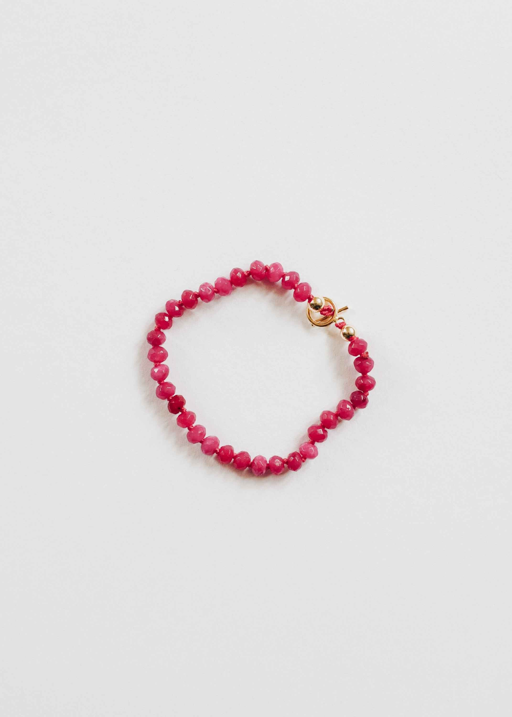 Pink Jade + 14k Gold Filled Toggle || Gemstone Bracelet or Anklet