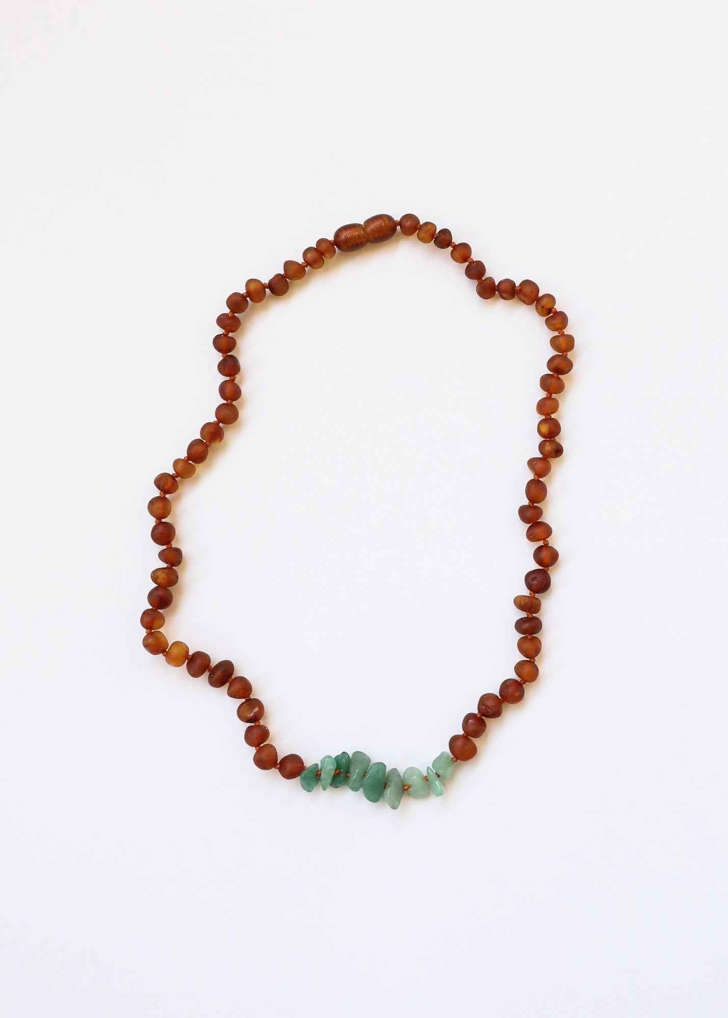 Raw Cognac Baltic Amber + Raw Aventurine || Necklace