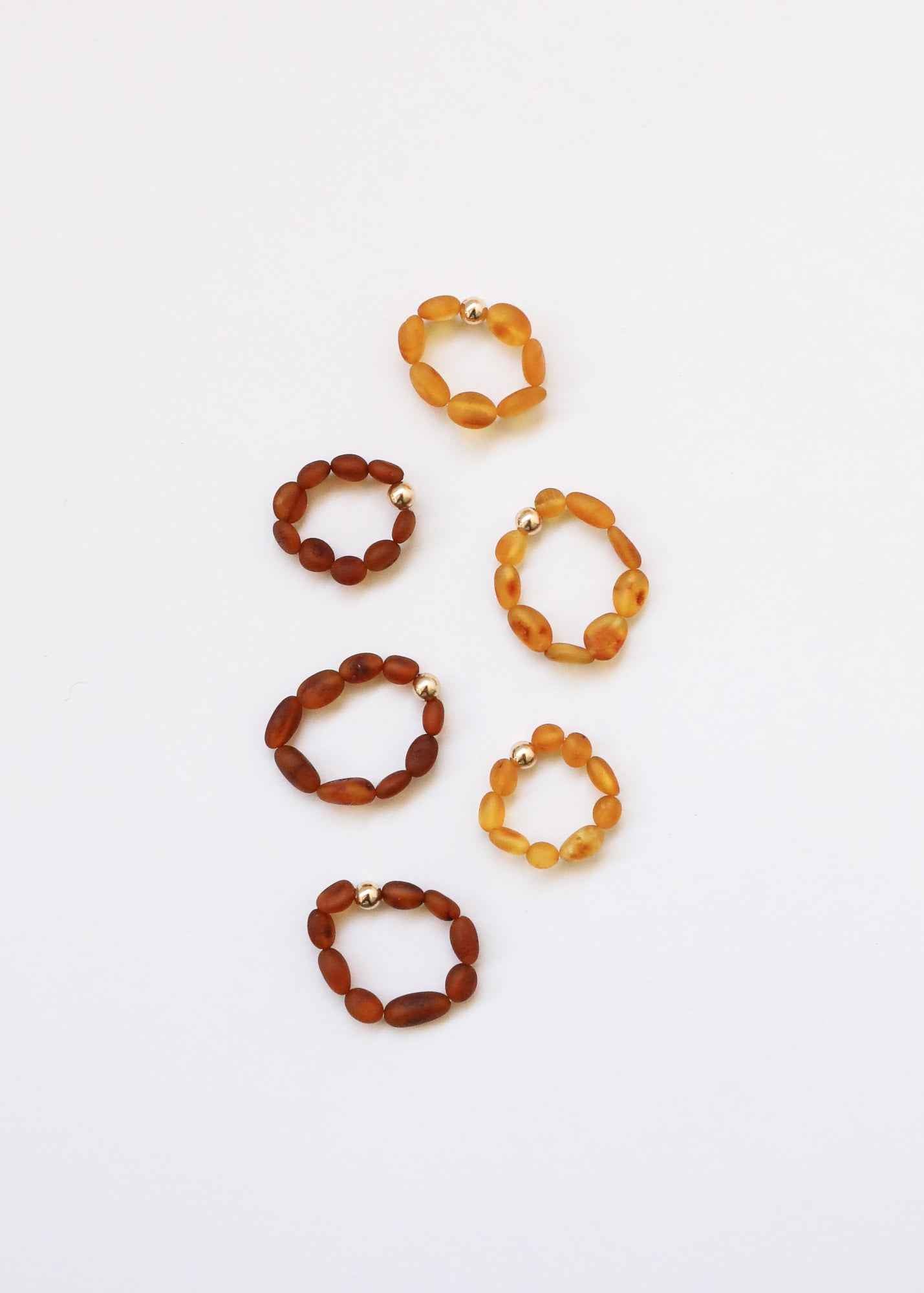 Raw Honey Baltic Amber + 14K Gold Filled || Beaded Stretch Ring