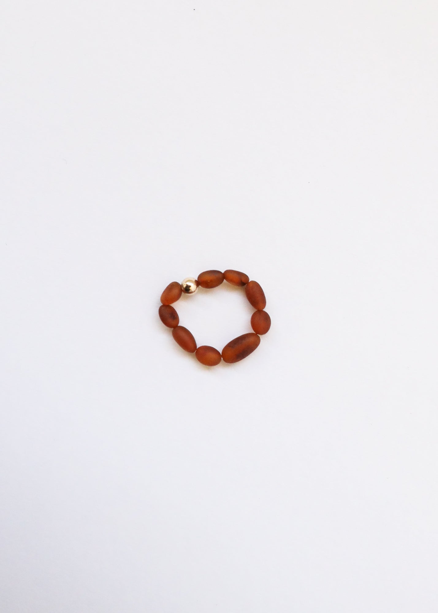 Raw Cognac Baltic Amber + 14K Gold Filled Beaded Ring Stack by CanyonLeaf