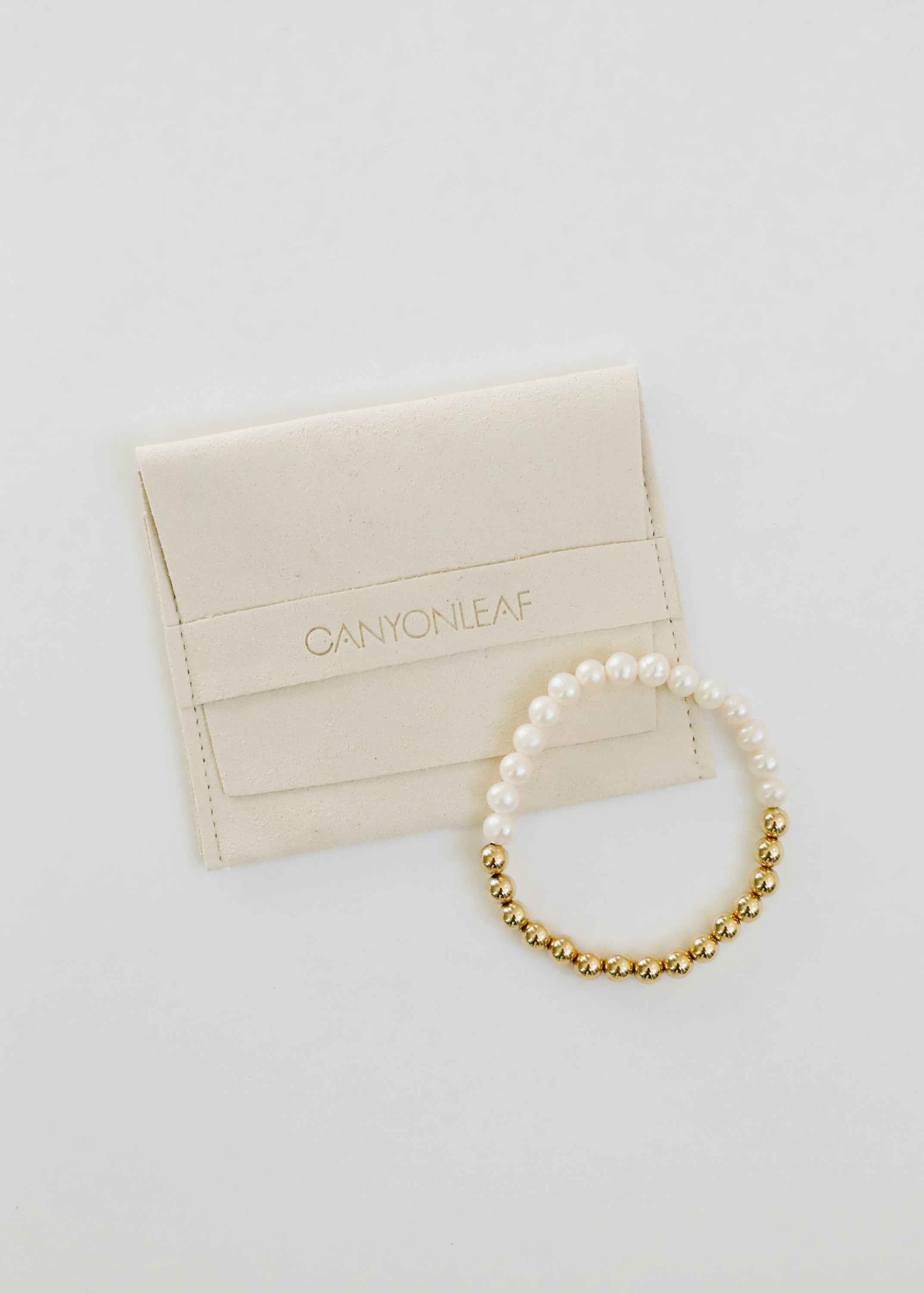 Pearl : 14k Gold Filled Sun + Moon || Stretch Bracelets