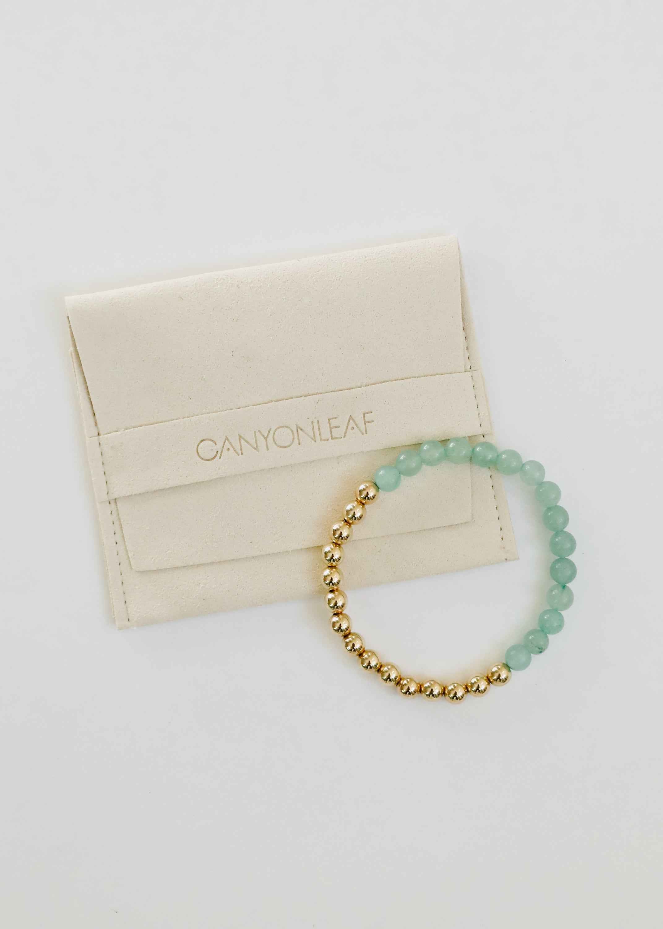 Aventurine Gemstone + 14K Gold Filled || Beaded Stretch Bracelets by CanyonLeaf