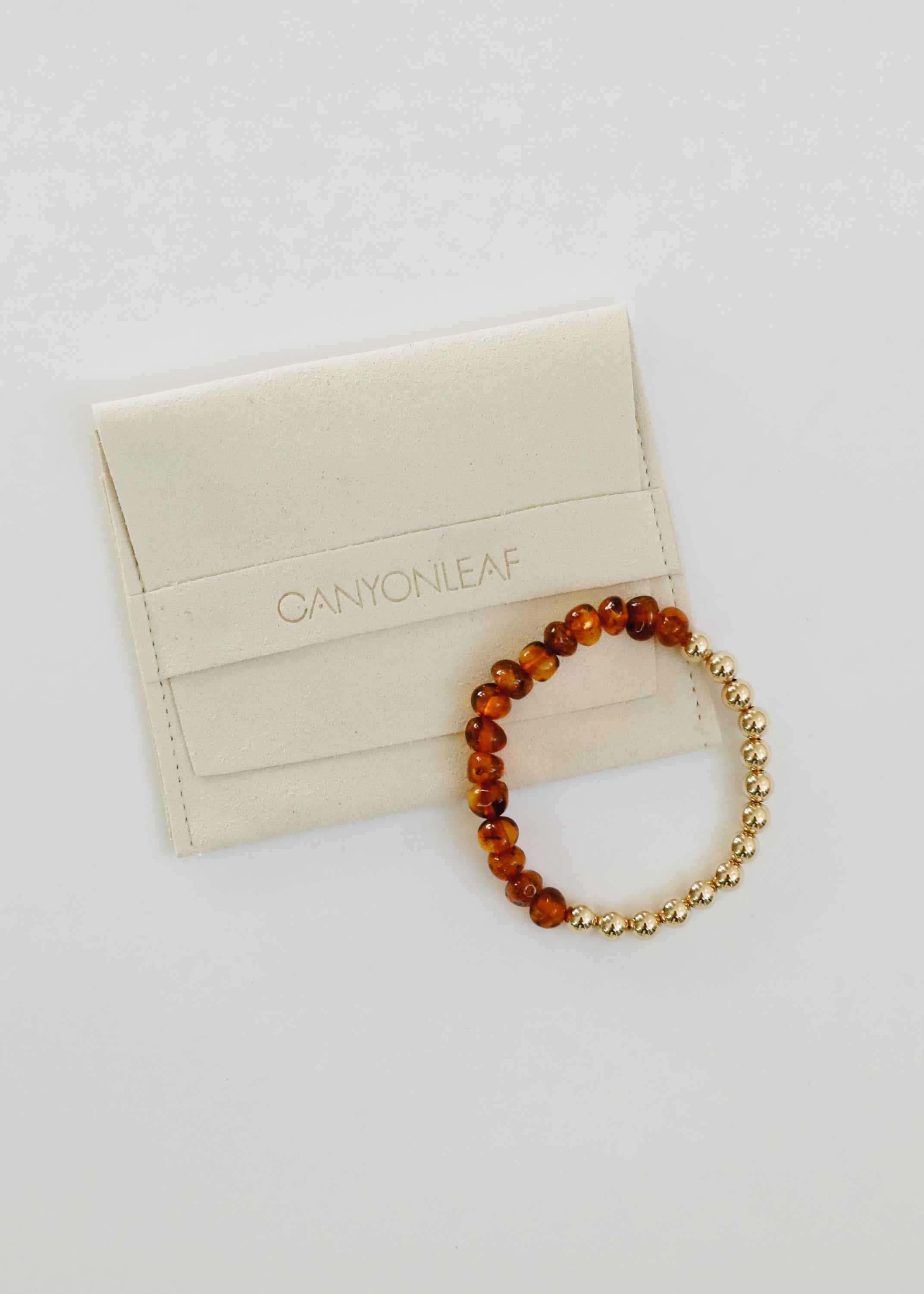 Baltic Sea Amber : 14k Gold Filled Beaded Sun + Moon || Adult Bracelets by CanyonLeaf