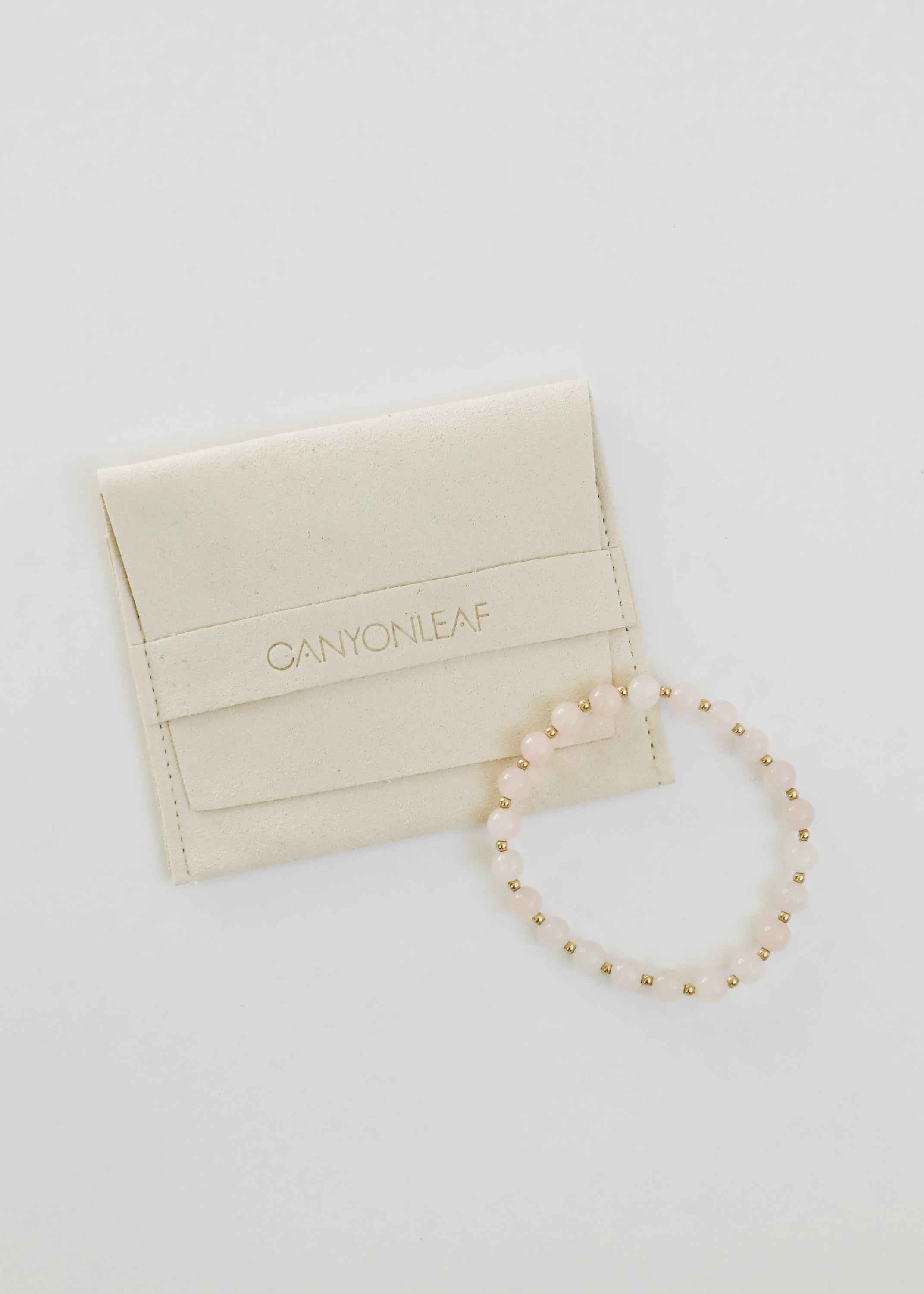 Rose Quartz : 14k Gold Filled Sun + Moon || Stretch Bracelets