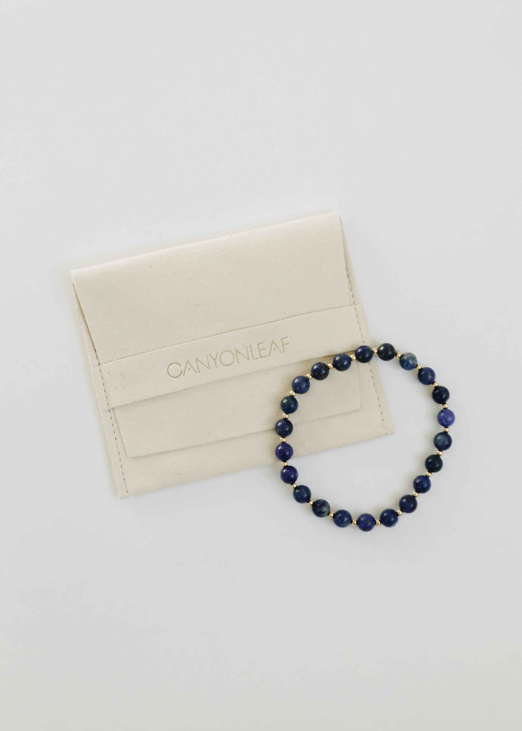 Lapis Lazuli : 14k Gold Filled Beaded Sun + Moon || Stretch Bracelets