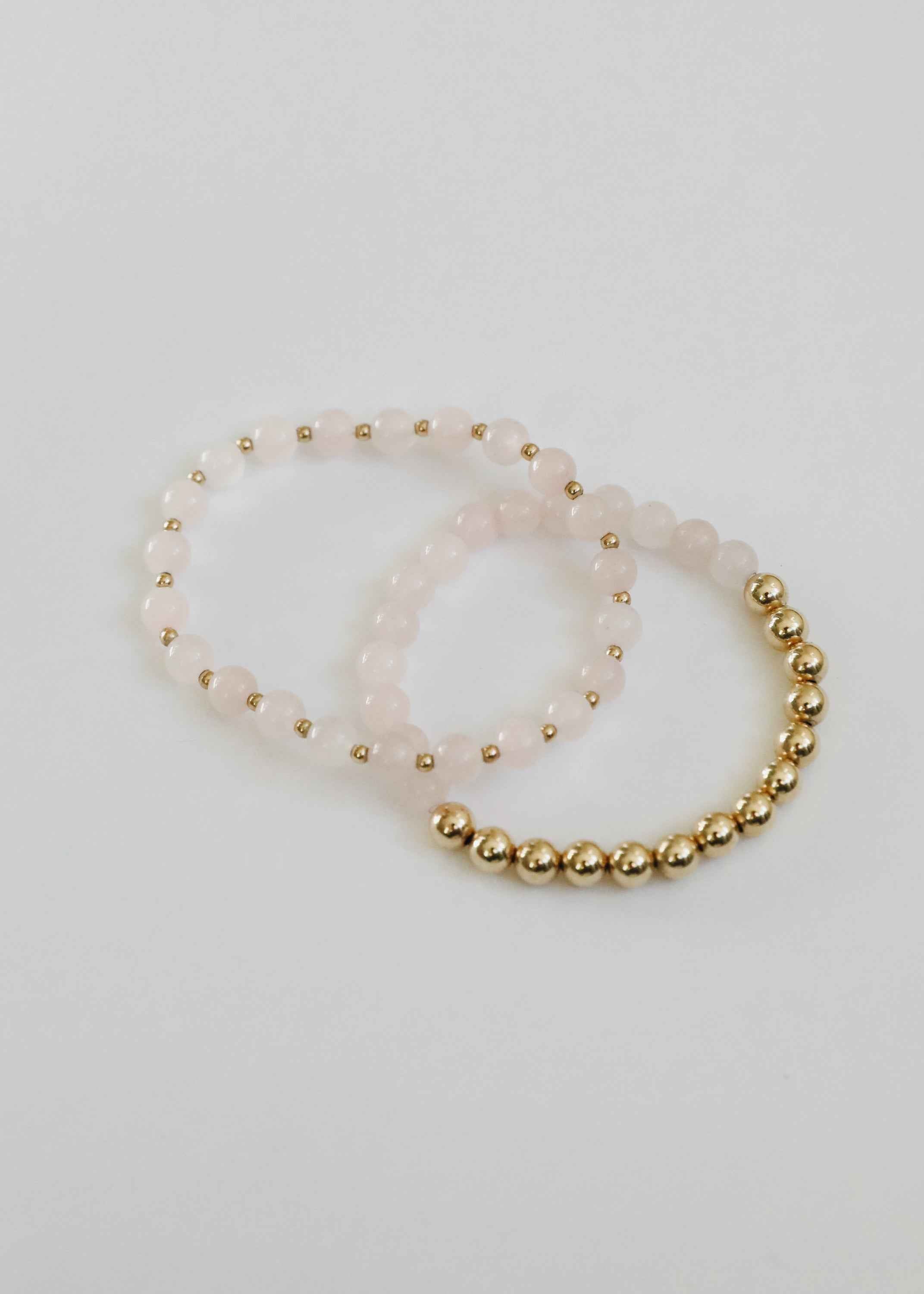 Rose Quartz : 14k Gold Filled Sun + Moon || Stretch Bracelets by CanyonLeaf