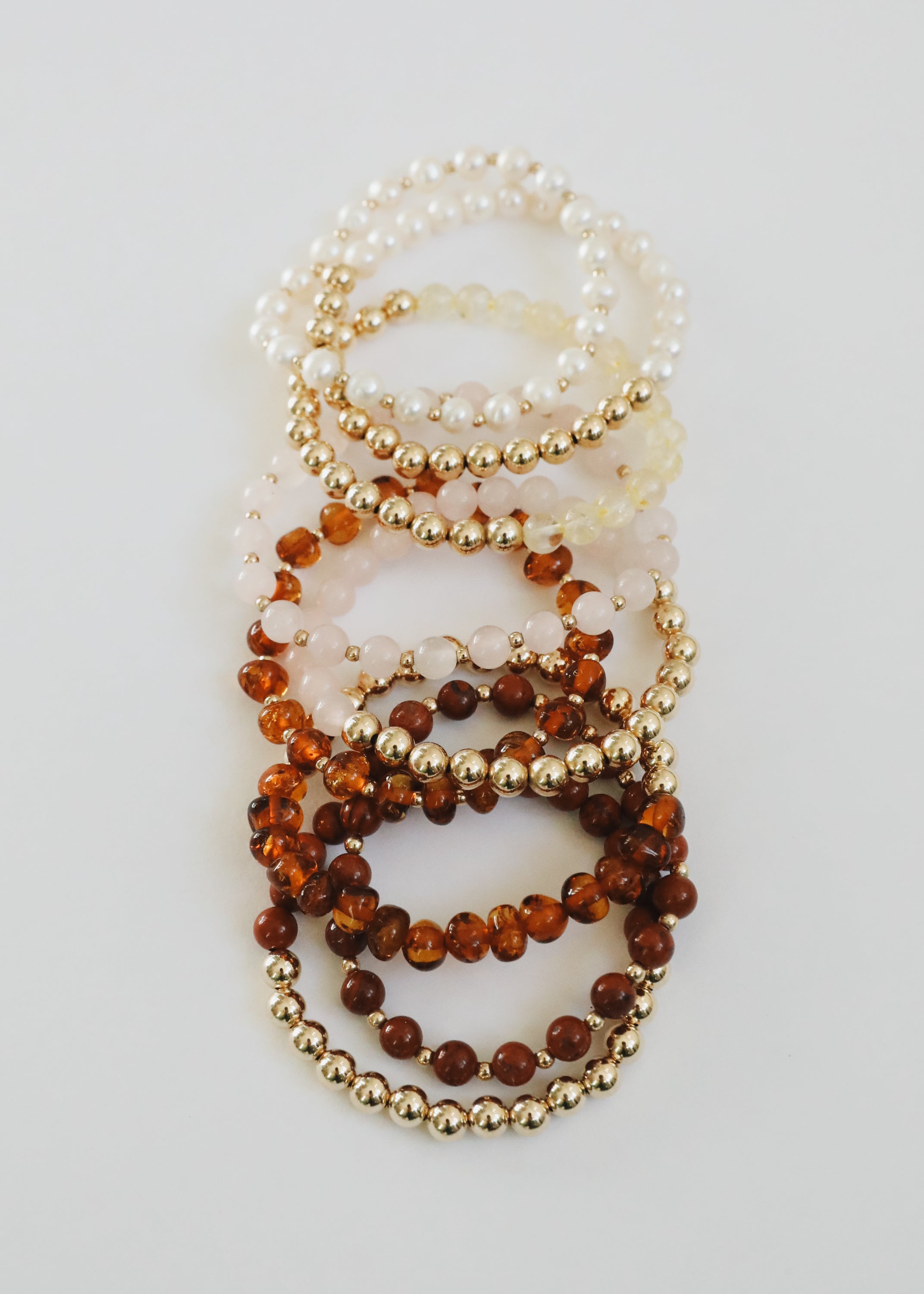 Citrine Gemstone + 14K Gold Filled Beaded Stretch Bracelet by CanyonLeaf