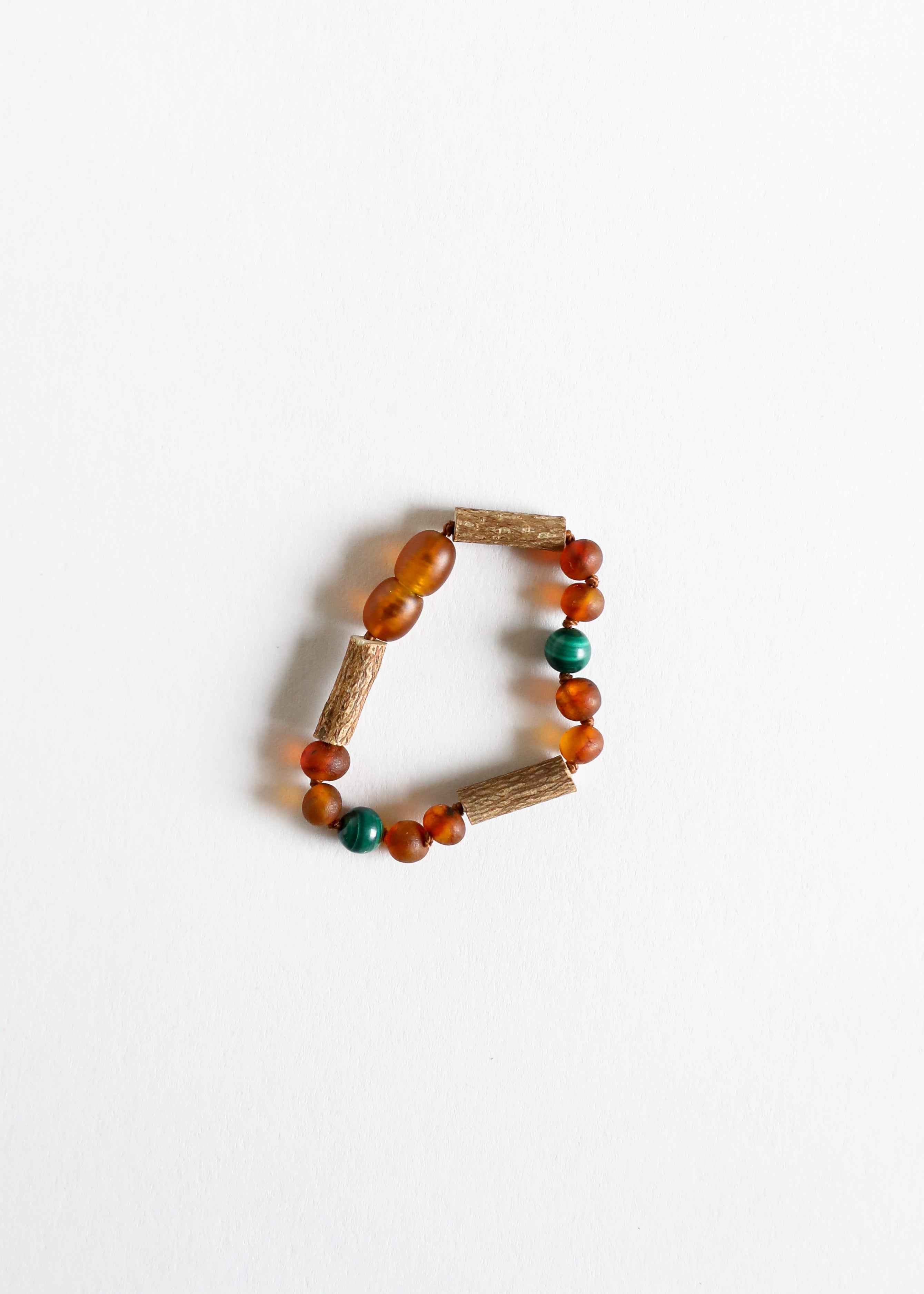 Hazelwood || Raw Cognac Baltic Amber + Malachite || Anklet or Bracelet by CanyonLeaf