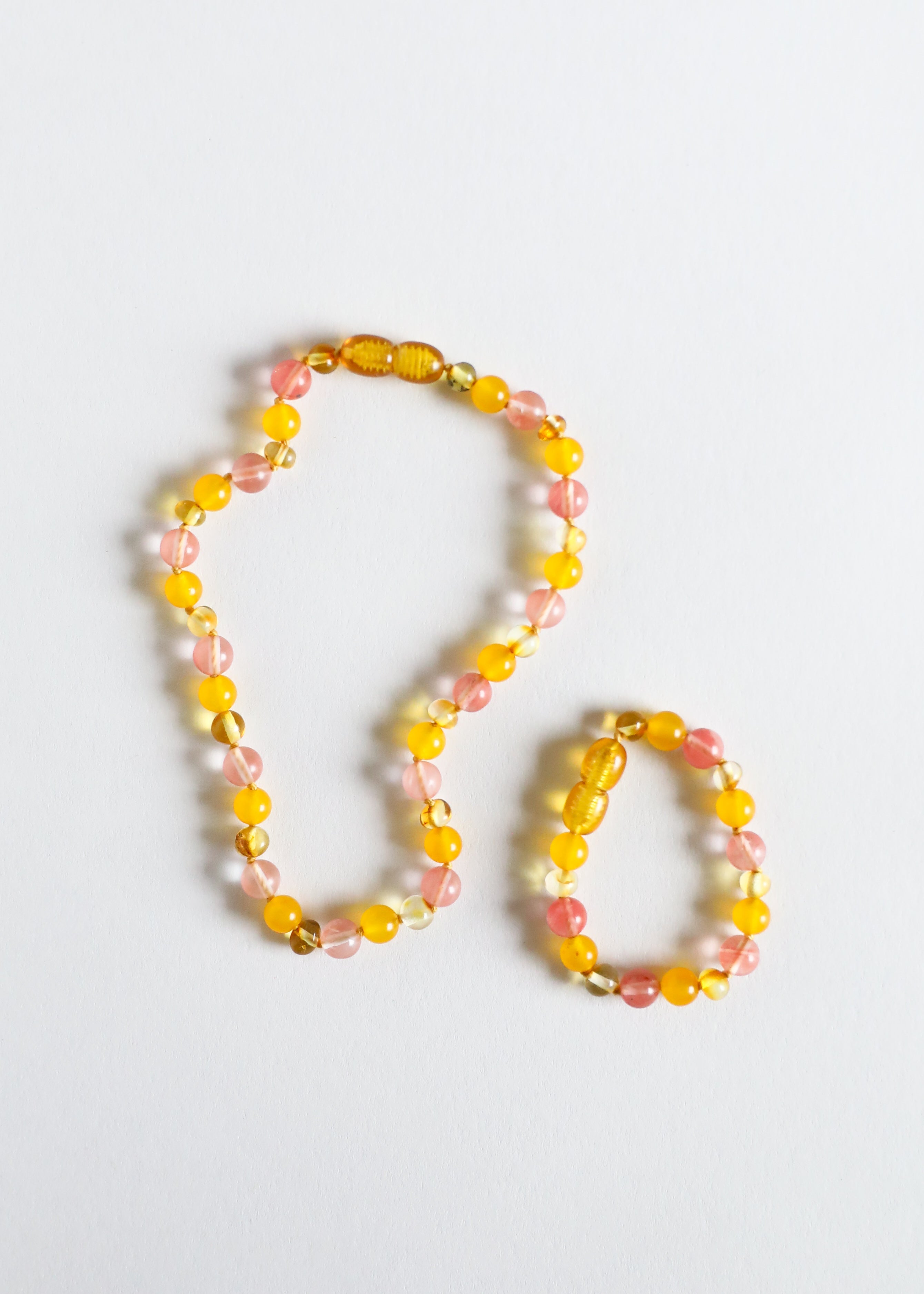 Polished Honey Baltic Amber + Honeysuckle Gemstones || Anklet or Bracelet by CanyonLeaf