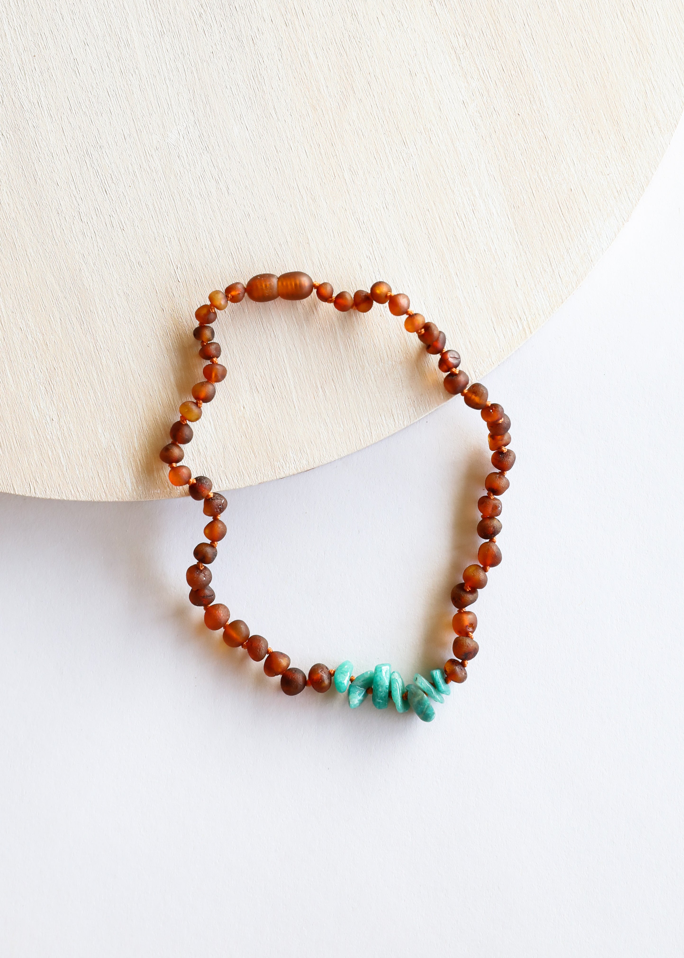Raw Cognac Baltic Amber + Raw Amazonite || Necklace by CanyonLeaf