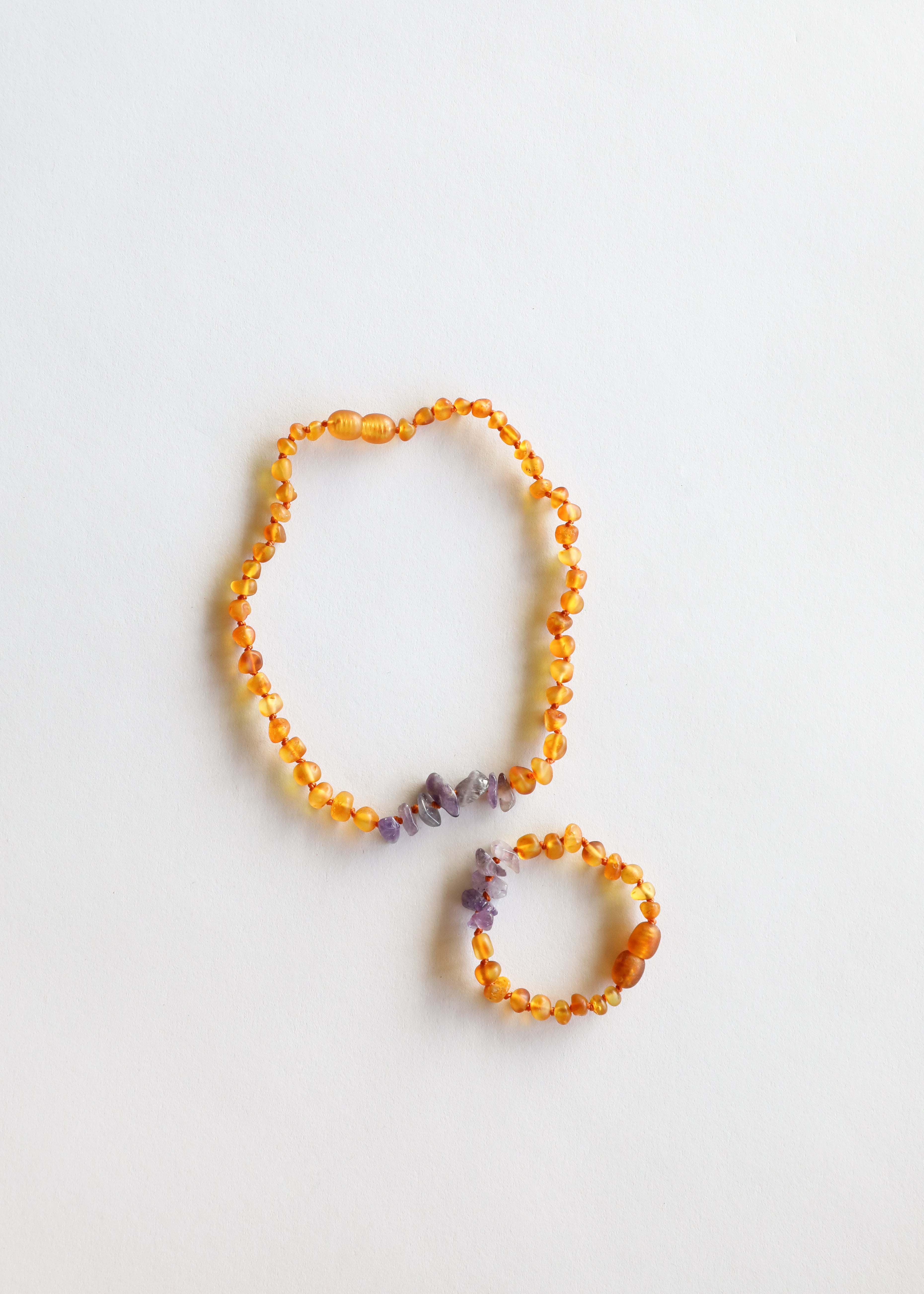 Raw Honey Baltic Amber + Raw Amethyst || Kids Set by CanyonLeaf